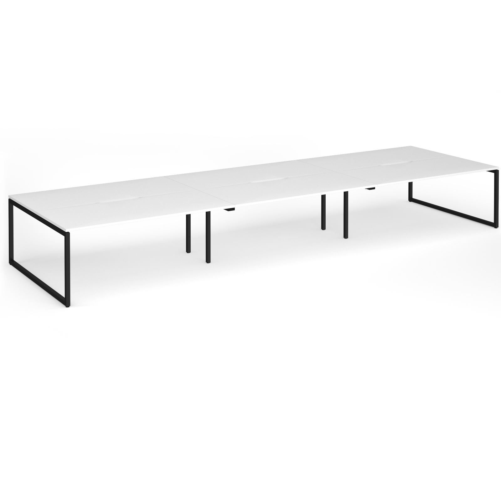Picture of Connex Plus O Frame 5400 x1600 x 725mm Back to Back Desk ( 6 x 1800mm ) - Black Frame / White Top