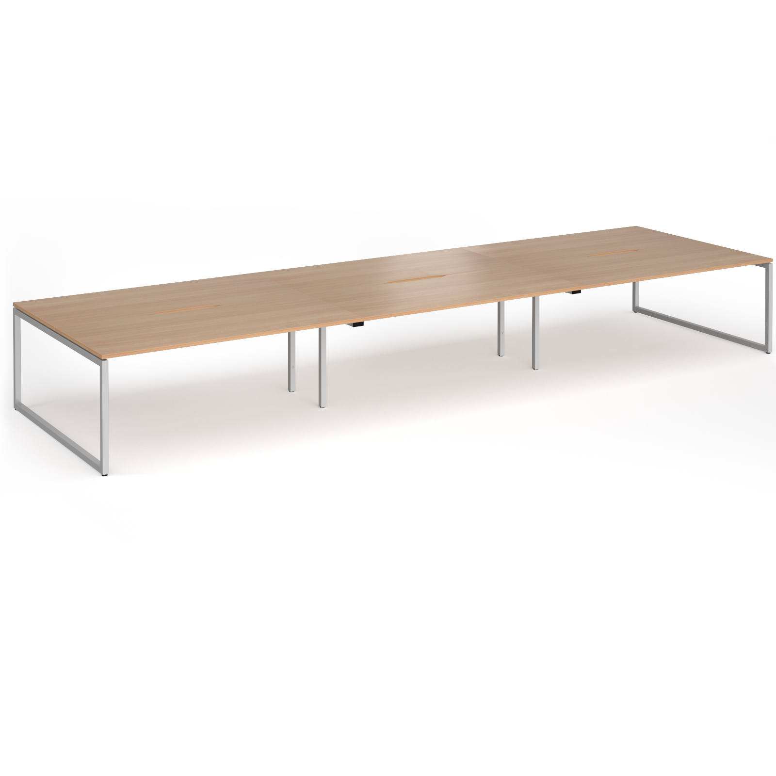 Picture of Connex Plus O Frame 5400 x1600 x 725mm Back to Back Desk ( 6 x 1800mm ) - Silver Frame / Beech Top