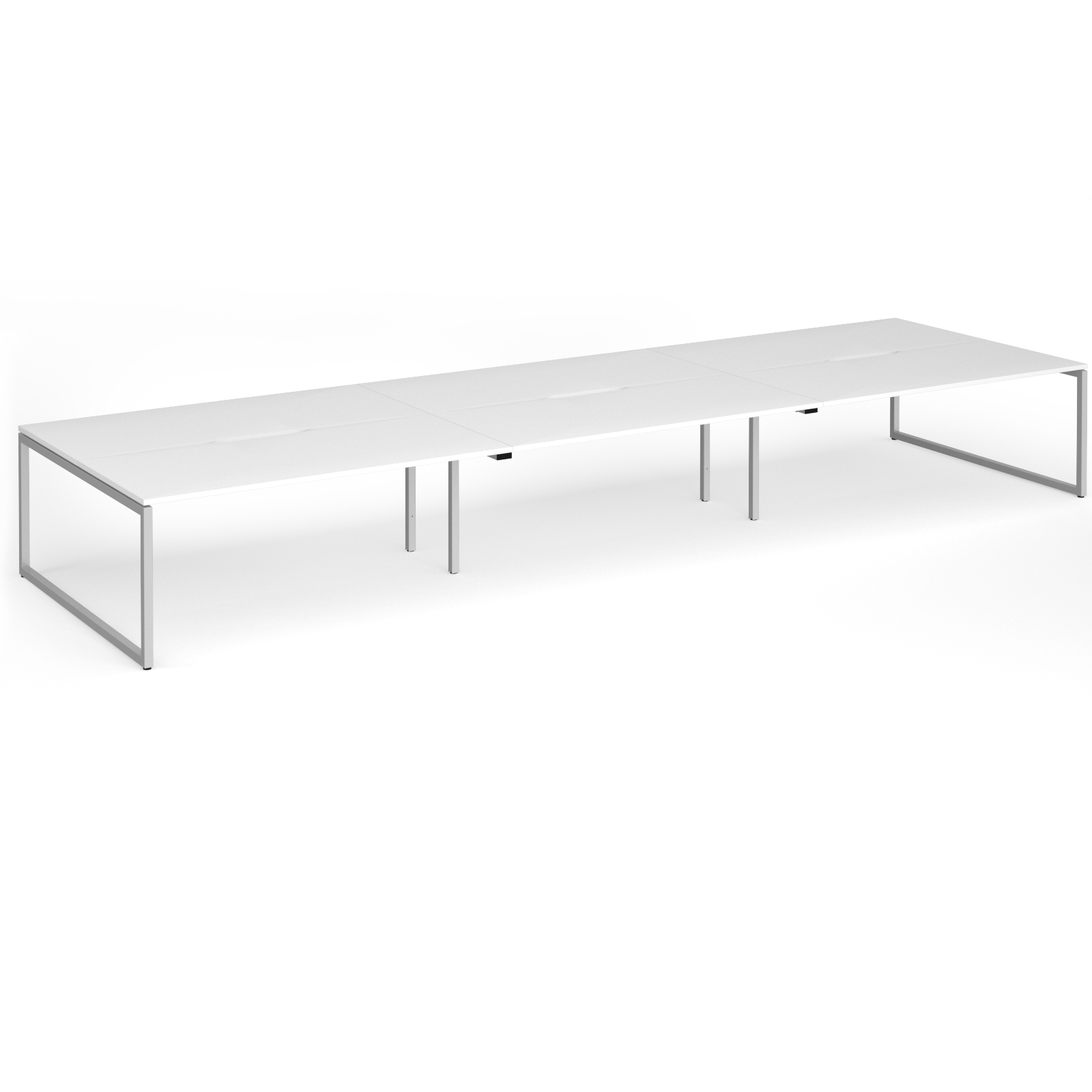 Picture of Connex Plus O Frame 5400 x1600 x 725mm Back to Back Desk ( 6 x 1800mm ) - Silver Frame / White Top
