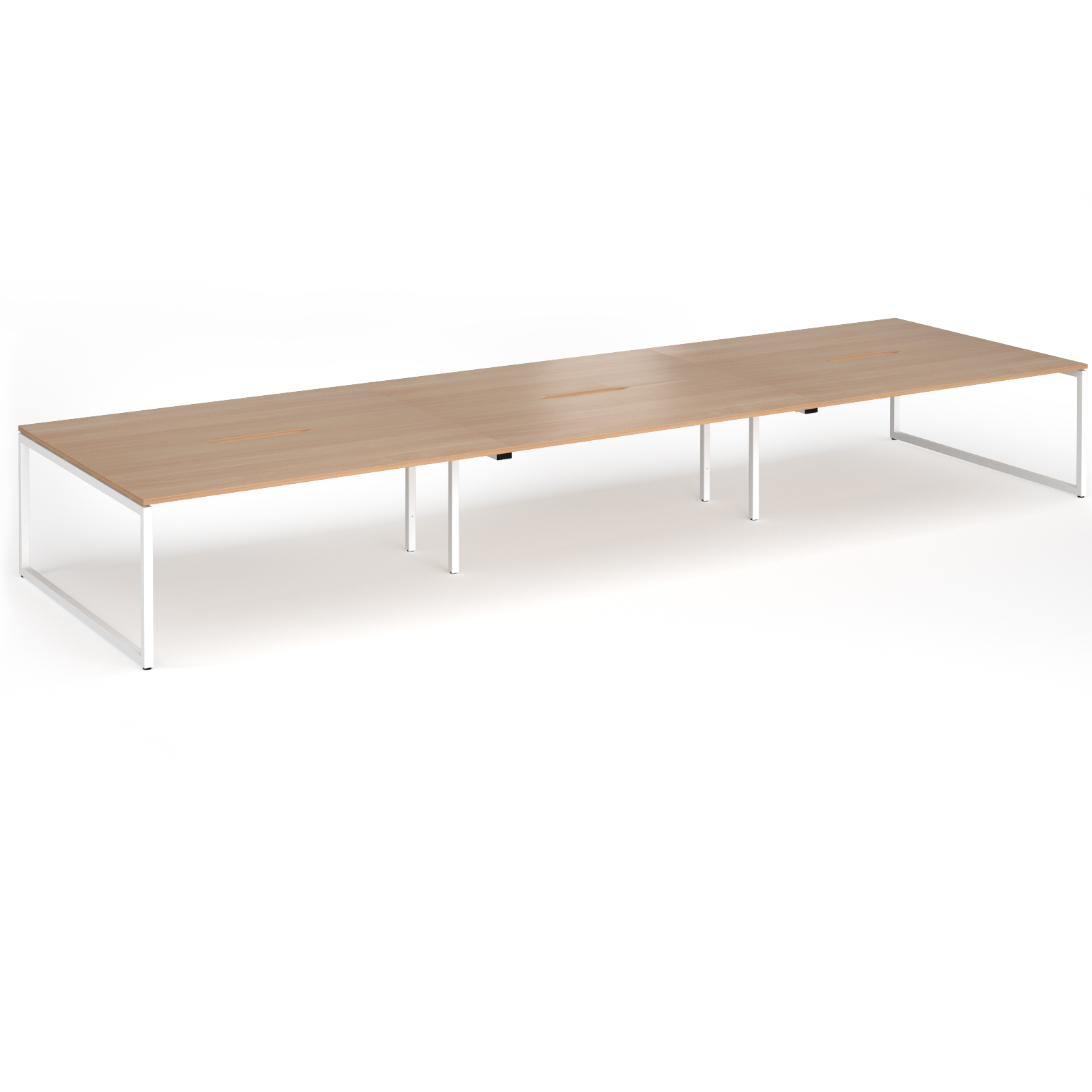 Picture of Connex Plus O Frame 5400 x1600 x 725mm Back to Back Desk ( 6 x 1800mm ) - White Frame / Beech Top