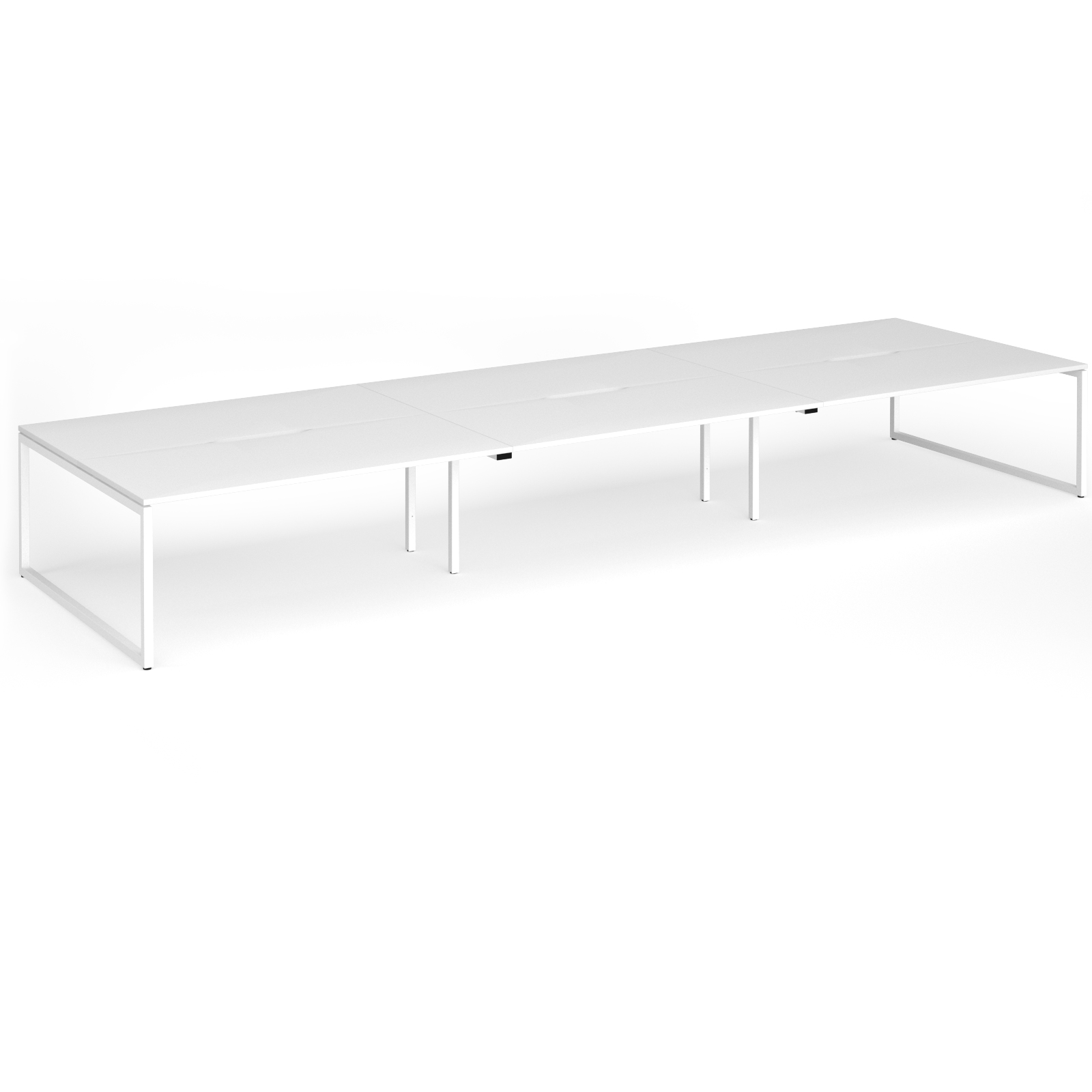 Picture of Connex Plus O Frame 5400 x1600 x 725mm Back to Back Desk ( 6 x 1800mm ) - White Frame / White Top