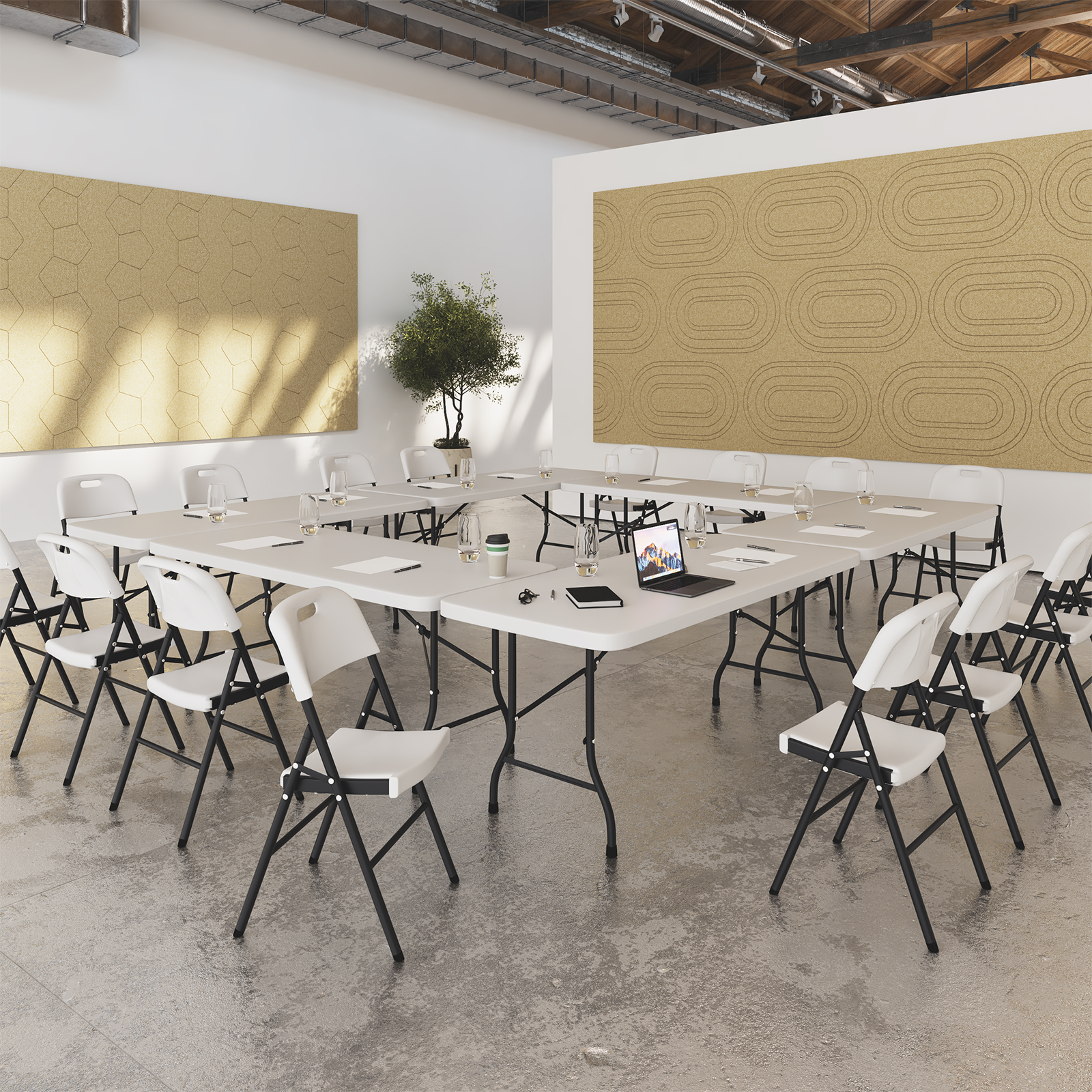 Picture of Hebe  steel folding chair with blow moulded seat and back - 4 Units per box - White