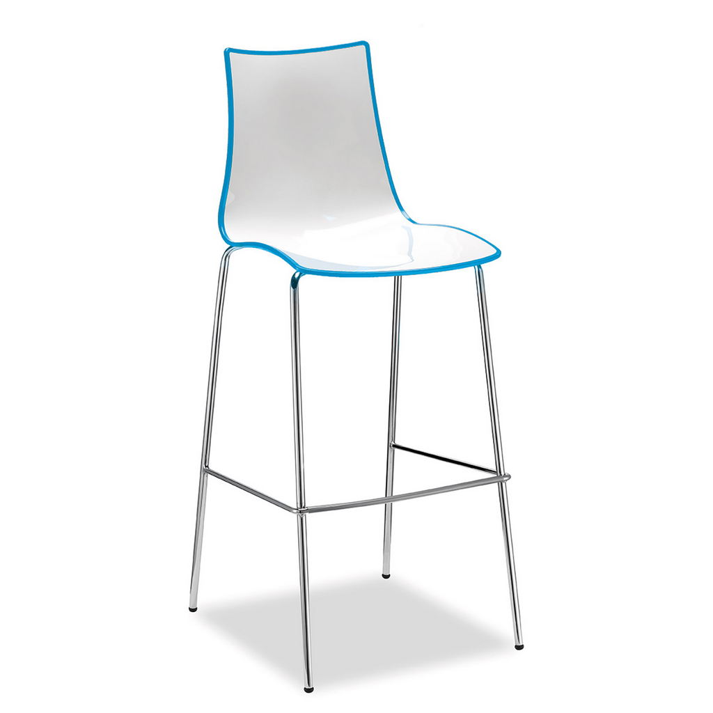 Picture of Gecko shell dining stool with chrome legs - blue