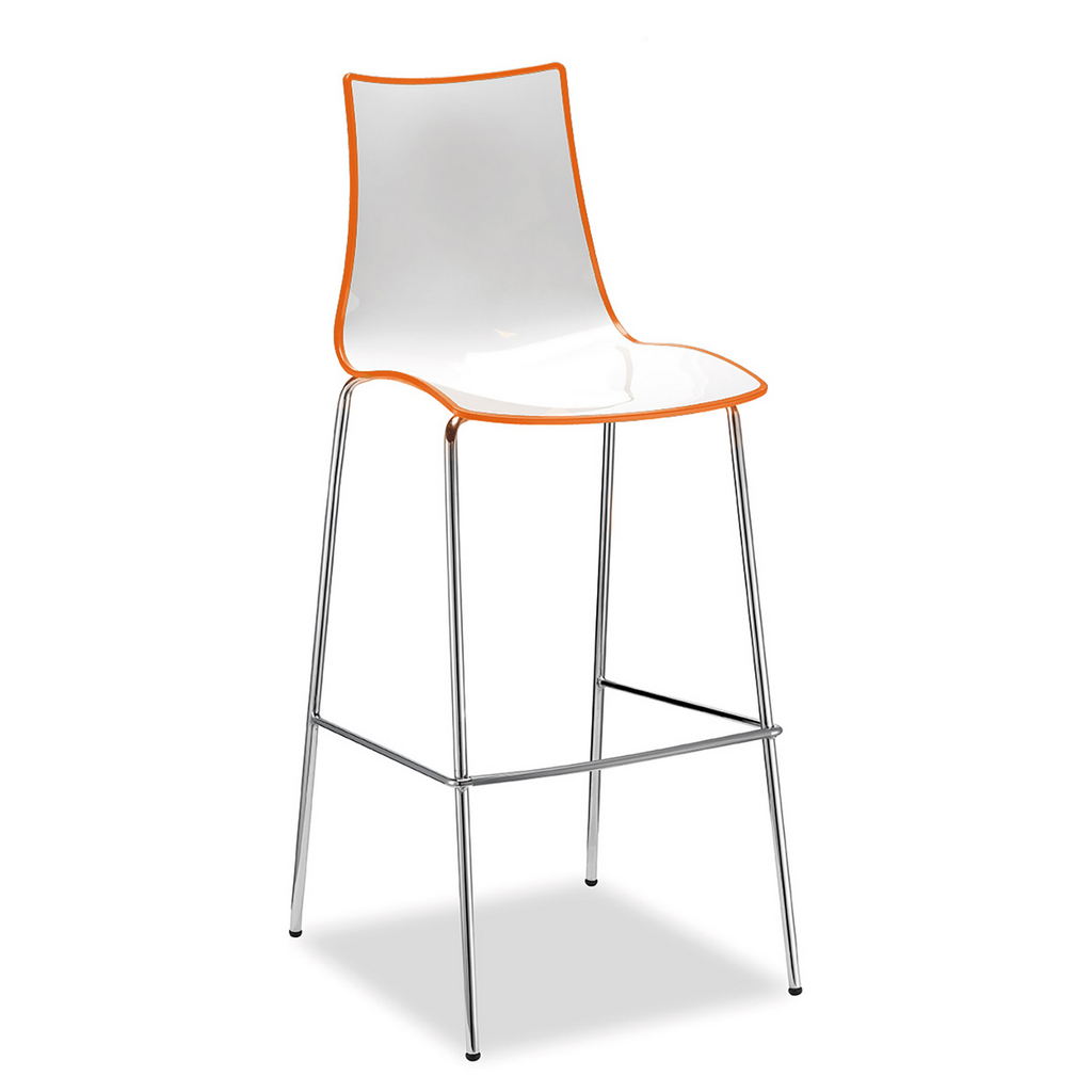Picture of Gecko shell dining stool with chrome legs - orange