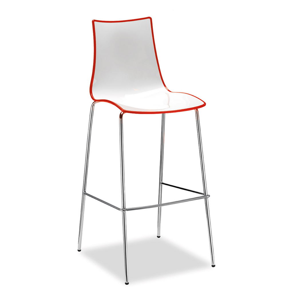 Picture of Gecko shell dining stool with chrome legs - red