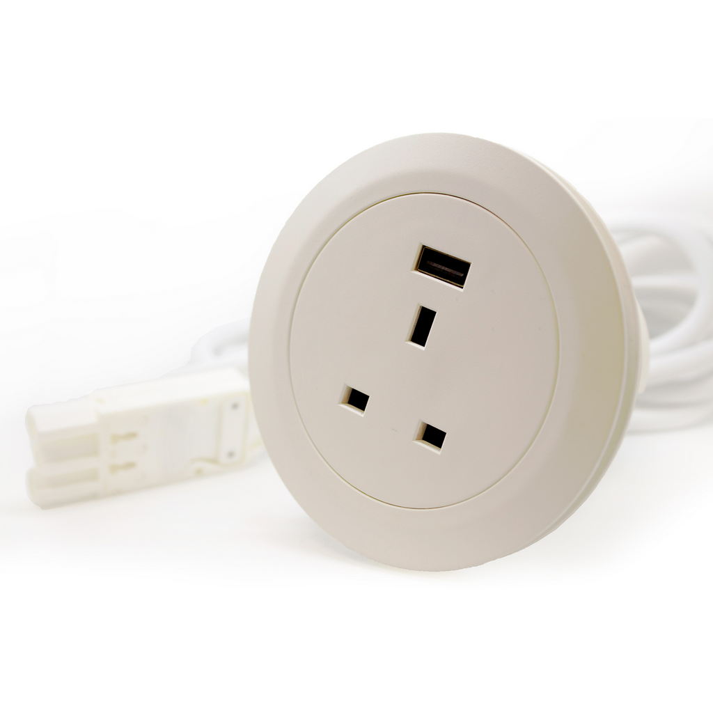 Picture of Ion in-surface power module 1 x UK sockets, 1 x USB Charger (type A) - white