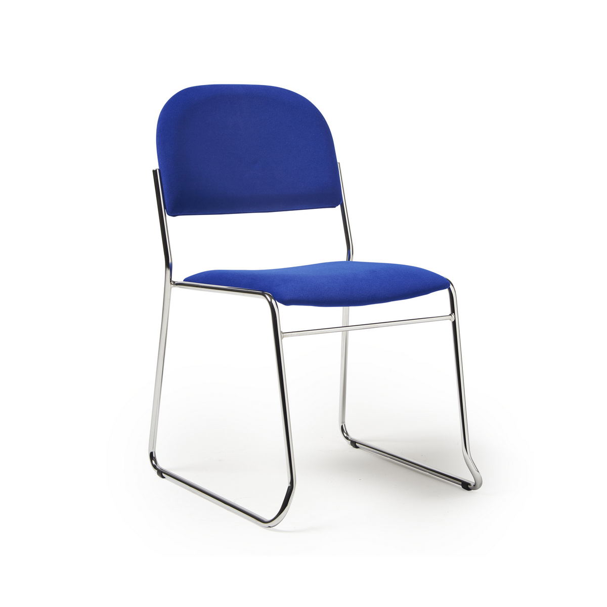 Picture of Jive stacking chair with chrome frame in blue fabric