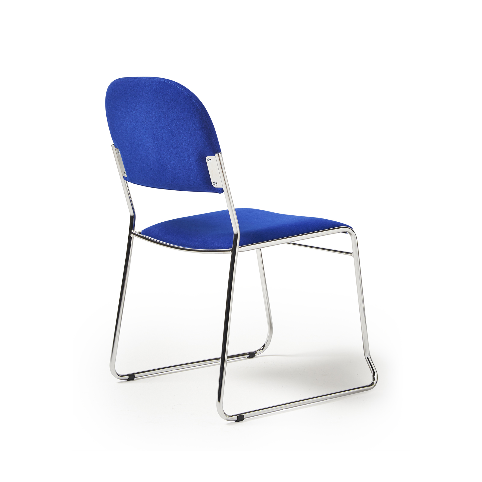 Picture of Jive stacking chair with chrome frame in blue fabric