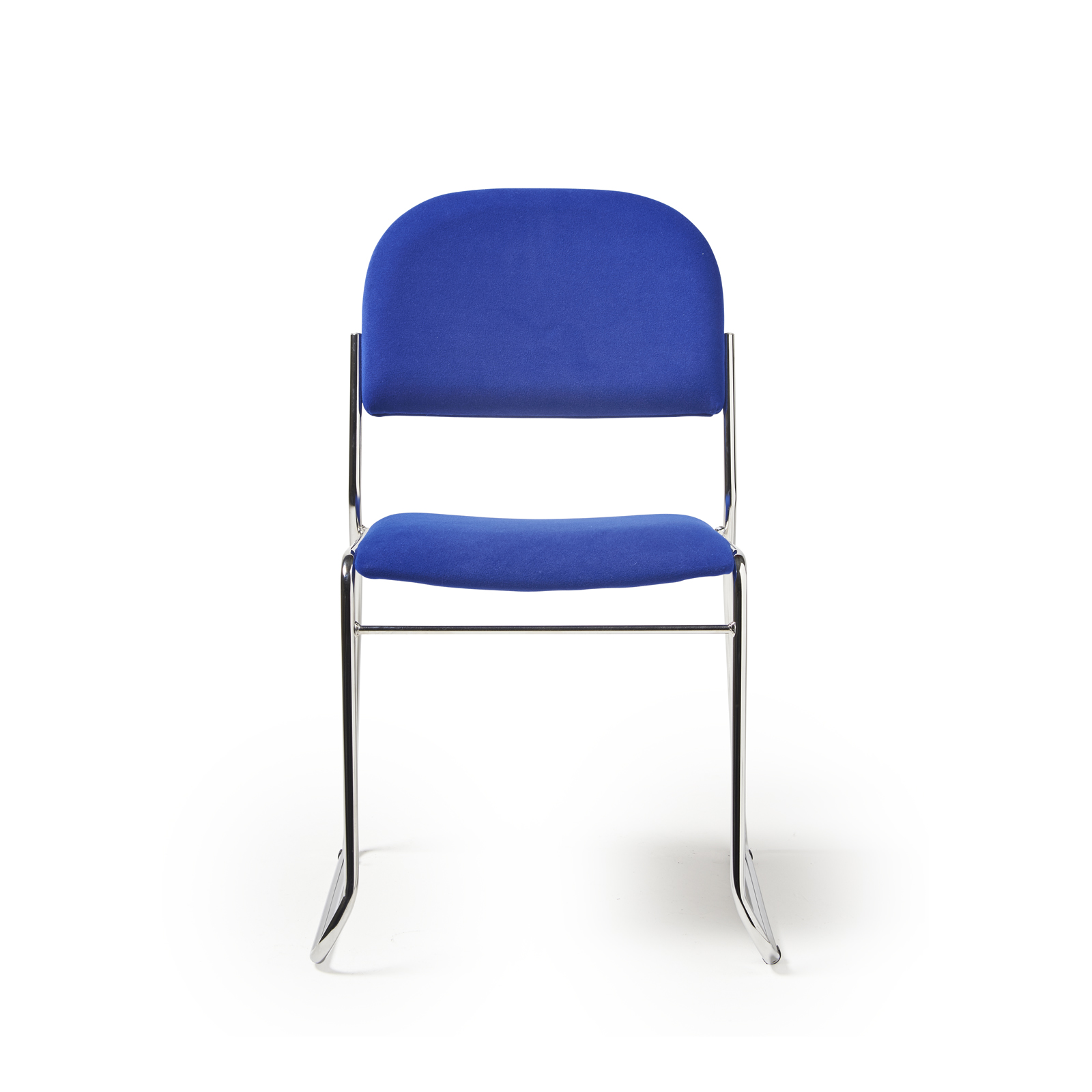 Picture of Jive stacking chair with chrome frame in blue fabric
