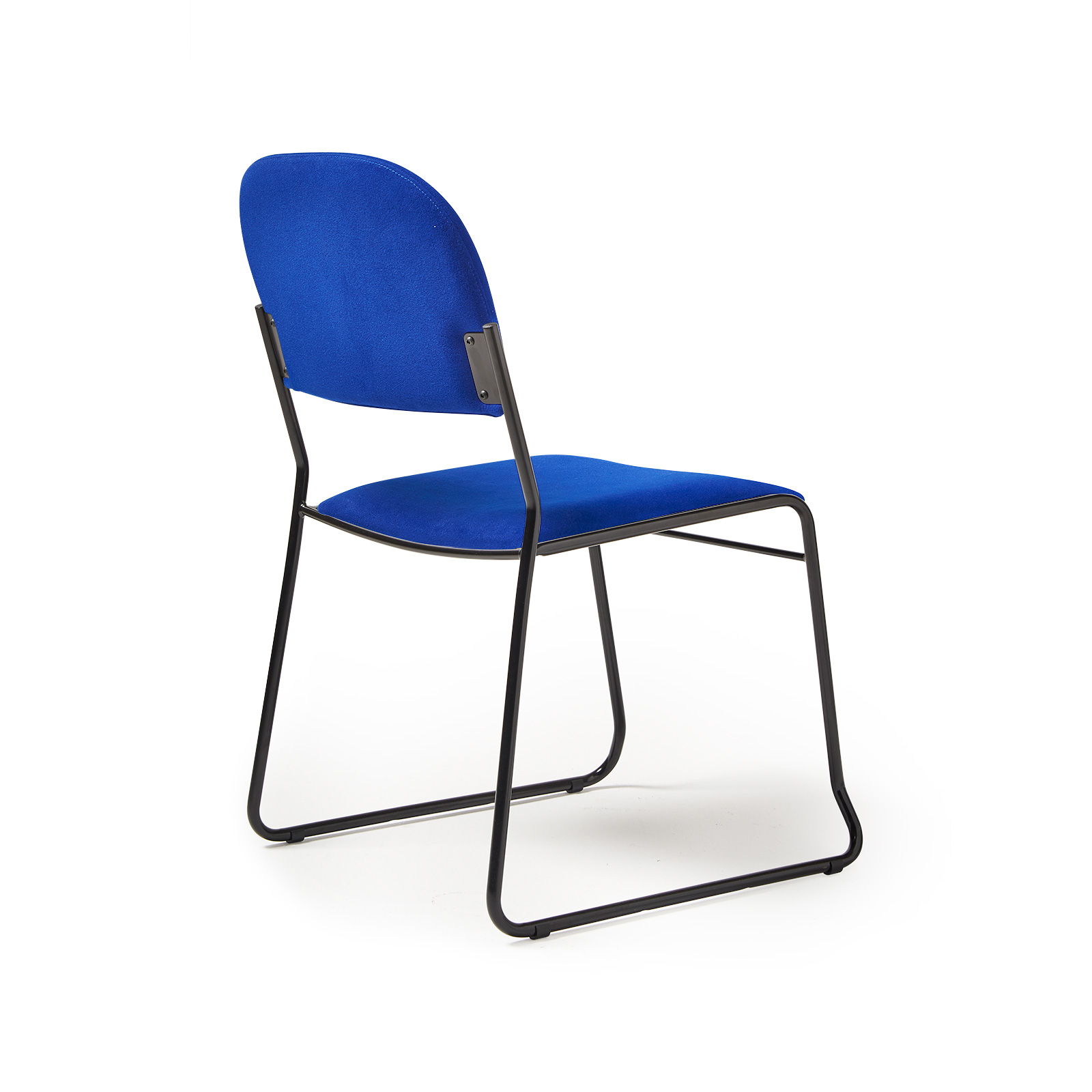 Picture of Jive stacking chair with black frame in blue fabric