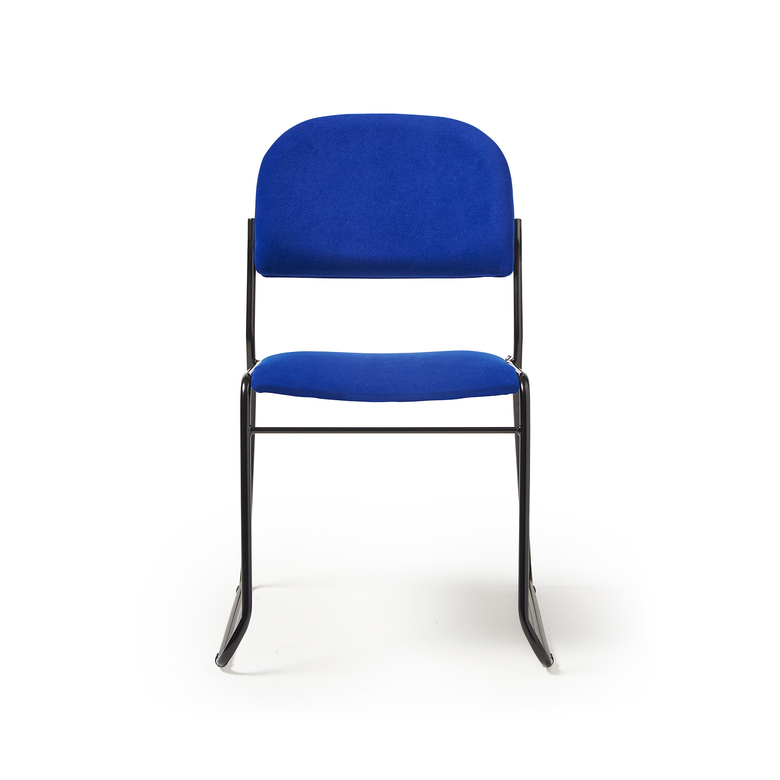 Picture of Jive stacking chair with black frame in blue fabric