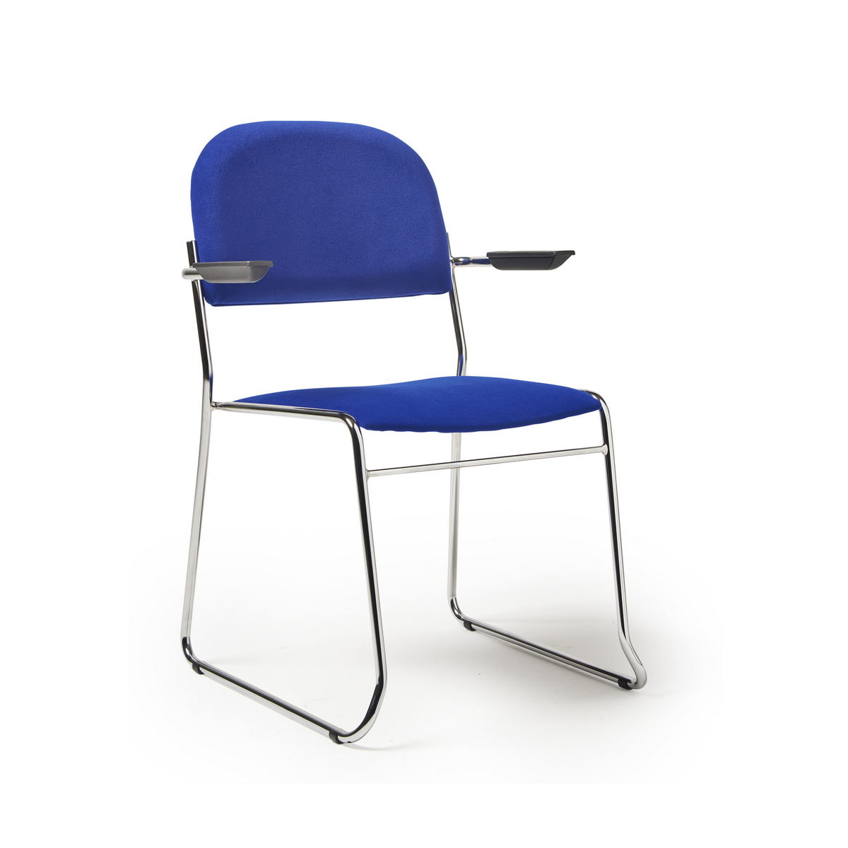 Picture of Jive stacking armchair with chrome frame in blue fabric