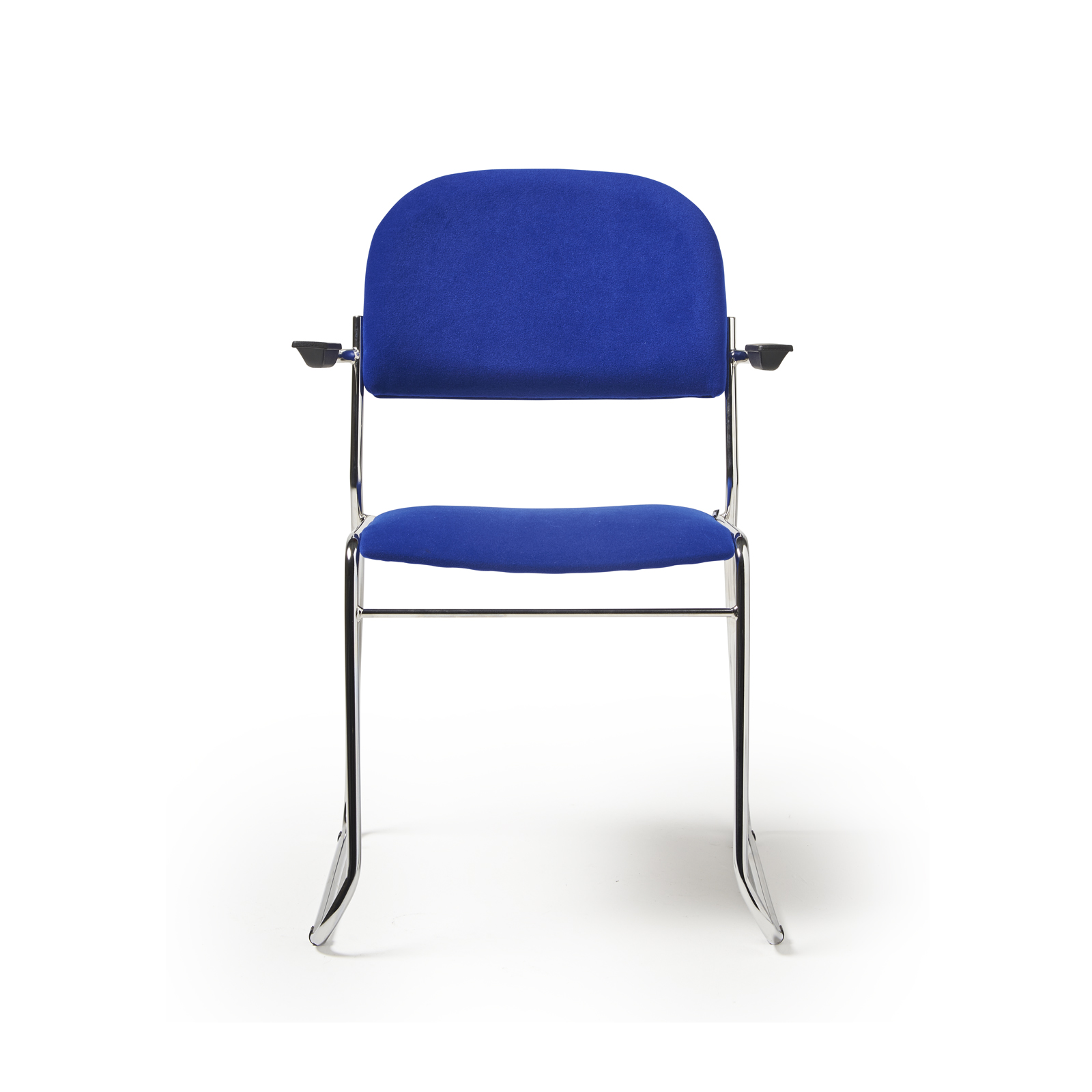 Picture of Jive stacking armchair with chrome frame in blue fabric