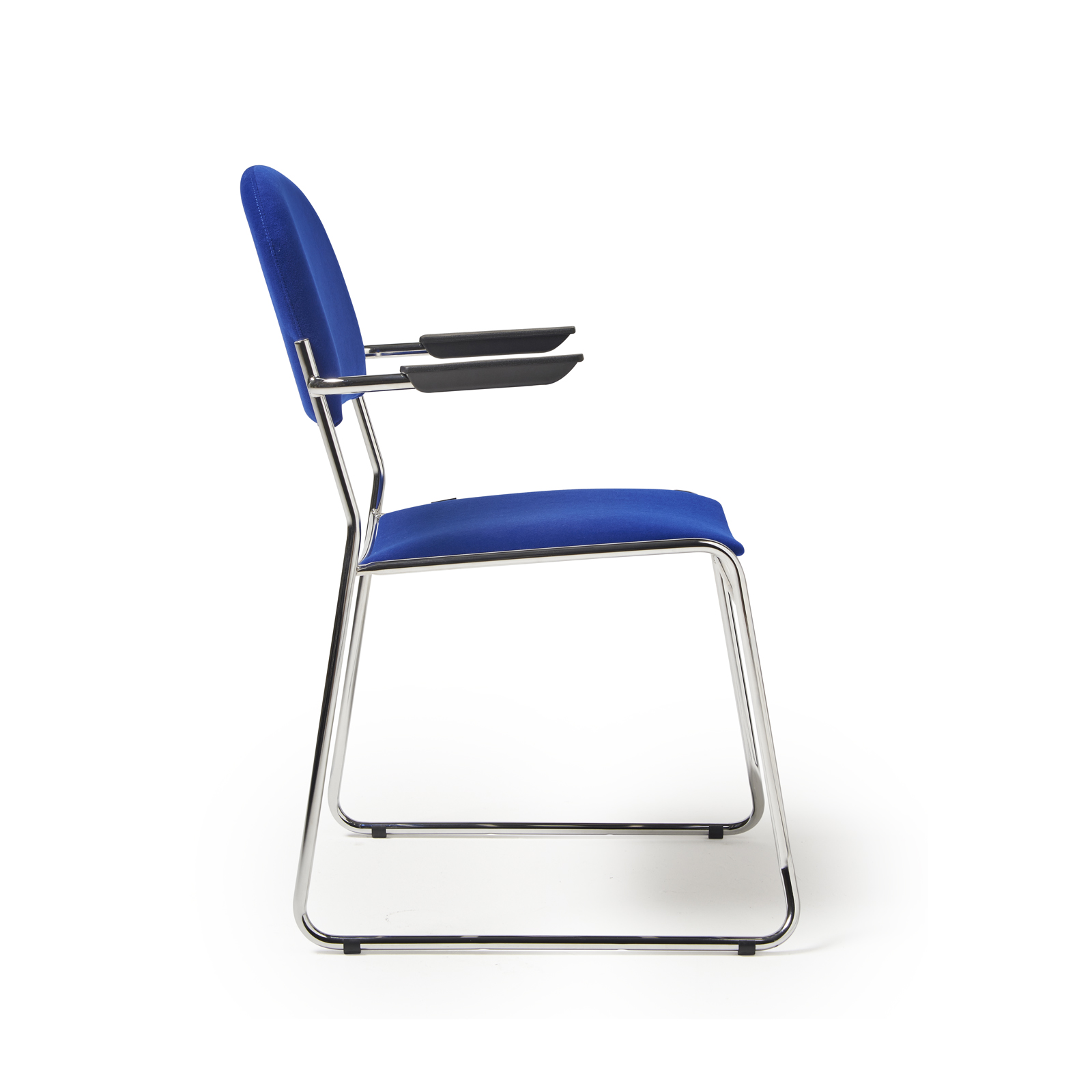 Picture of Jive stacking armchair with chrome frame in blue fabric