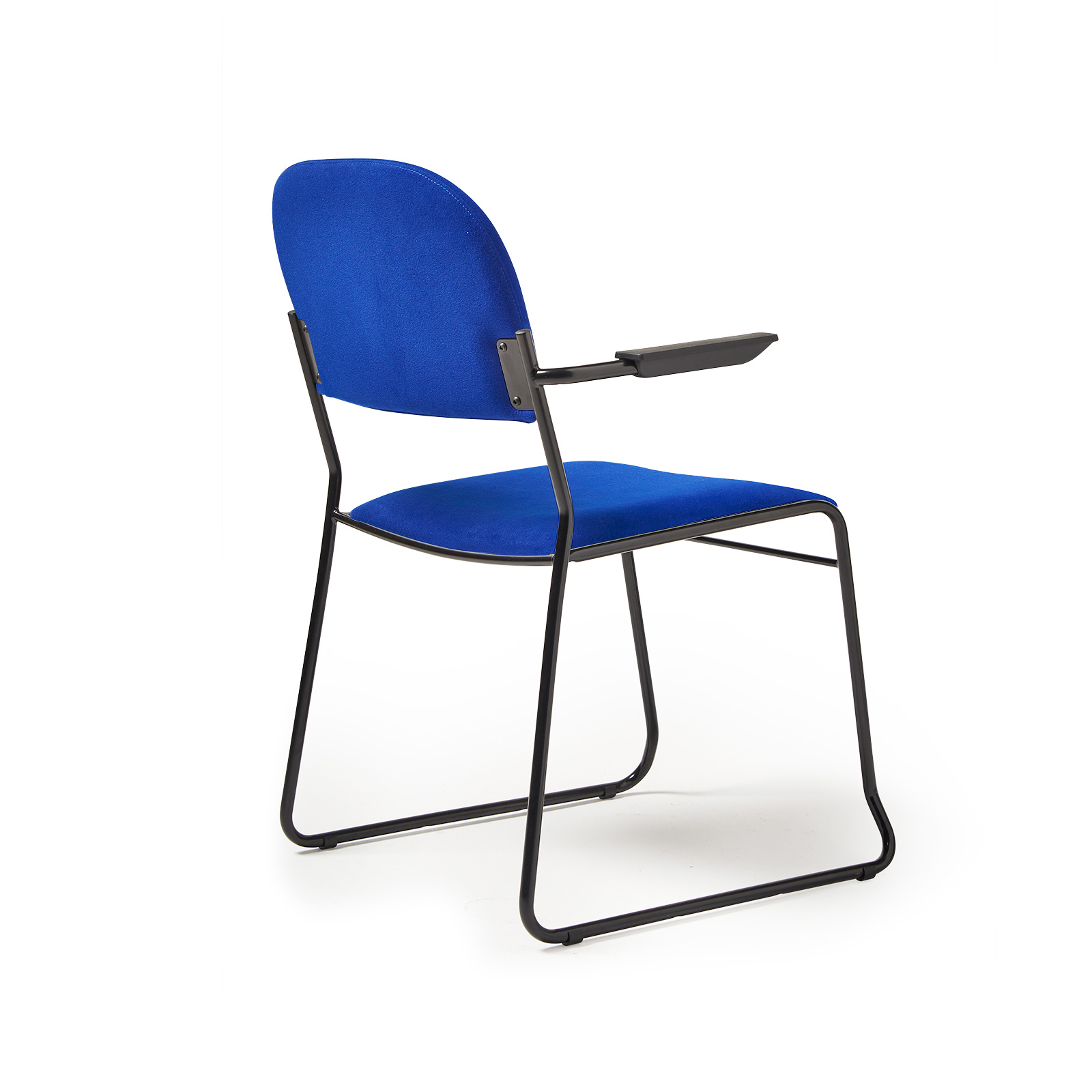 Picture of Jive stacking armchair with black frame in blue fabric