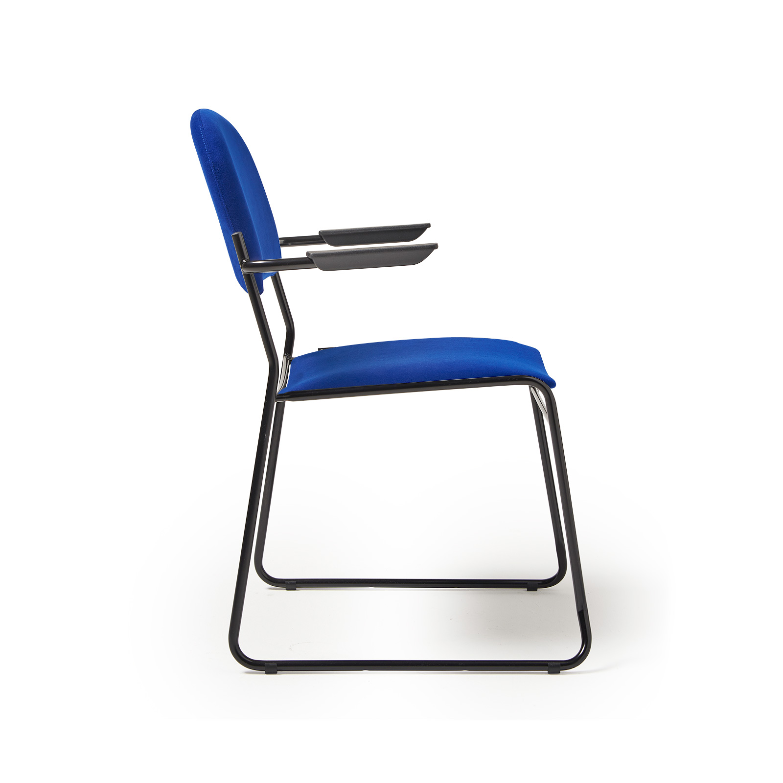 Picture of Jive stacking armchair with black frame in blue fabric