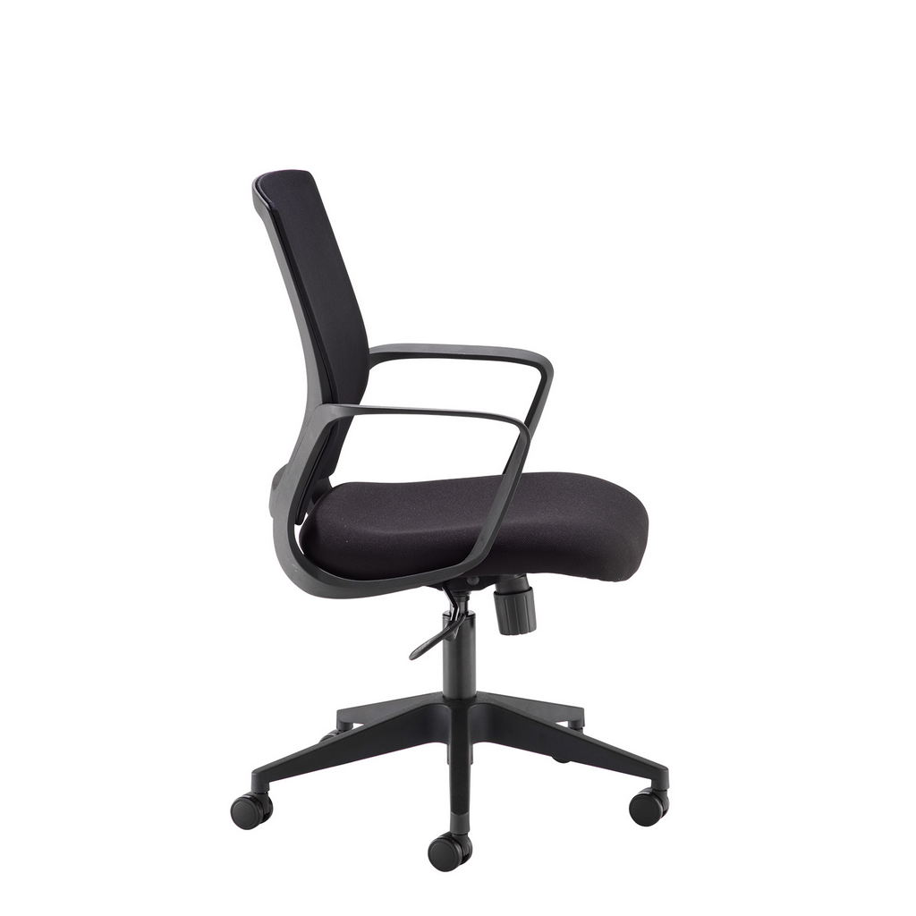 Picture of Jonas black mesh back operator chair with black fabric seat and black base