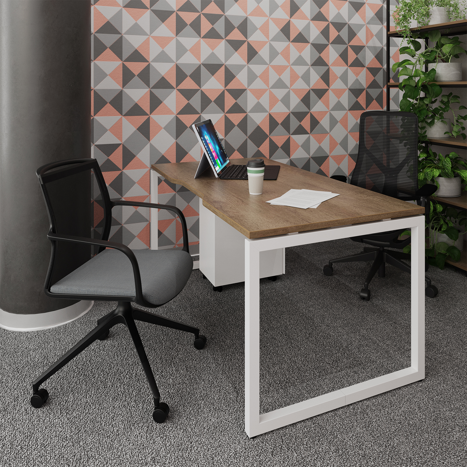 Picture of Connex Plus O Frame 1200 x 800 x 725mm Single Desk - Silver Frame / Beech Top