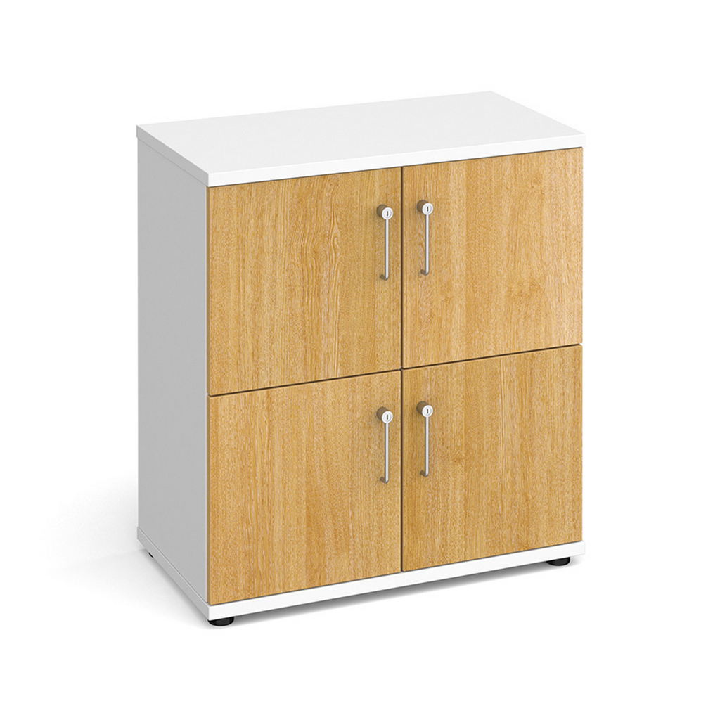 Picture of Wooden storage lockers 4 door - white with oak doors