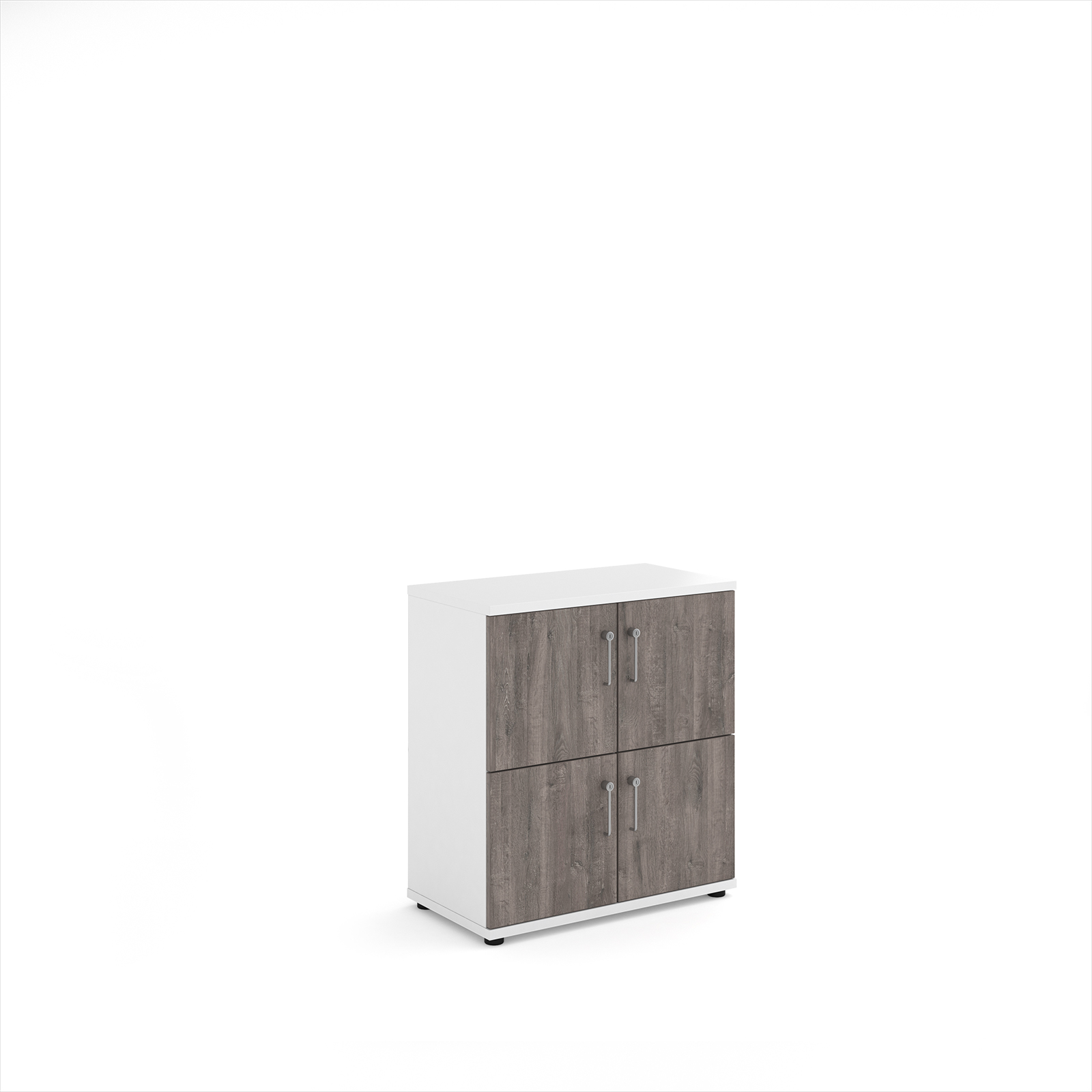 Picture of Wooden storage lockers 4 door - white with Grey Oak doors