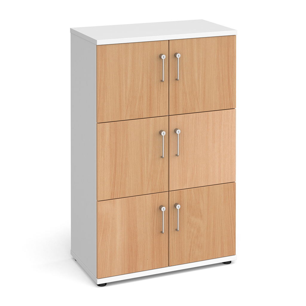 Picture of Wooden storage lockers 6 door - white with beech doors