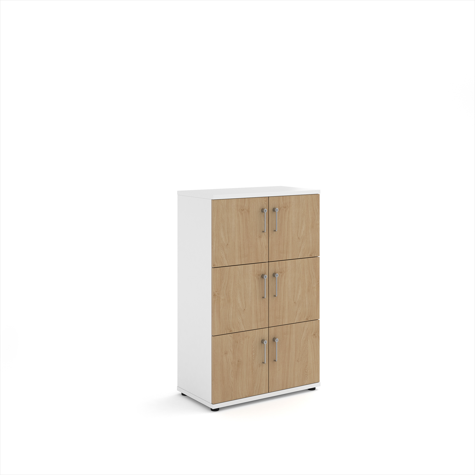 Picture of Wooden storage lockers 6 door - white with Kendal oak doors
