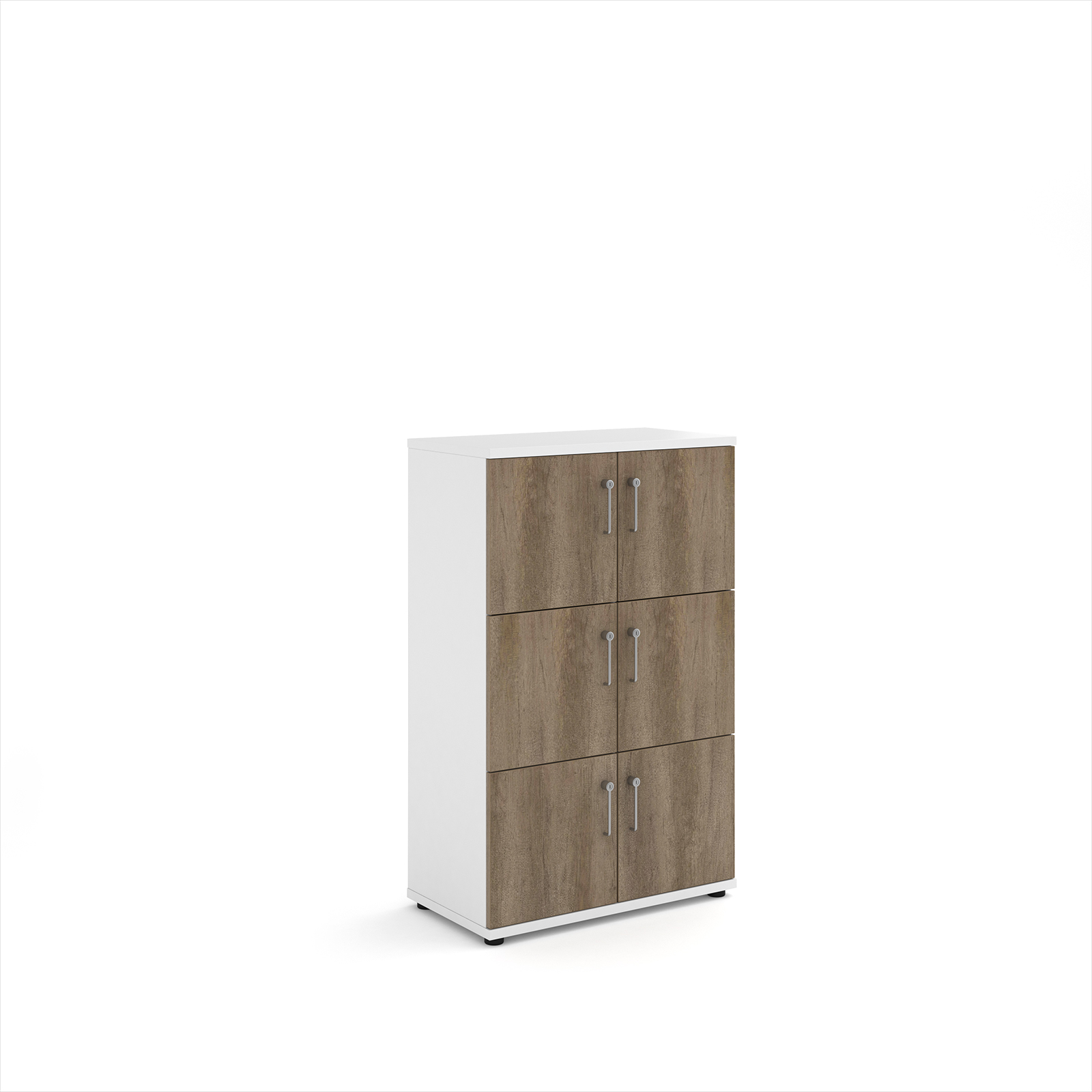 Picture of Wooden storage lockers 6 door - white with Nebraska oak doors