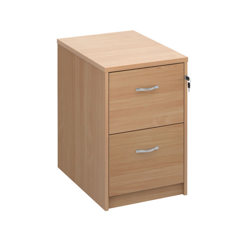 Picture of Wooden 2 drawer filing cabinet with silver handles 730mm high - beech