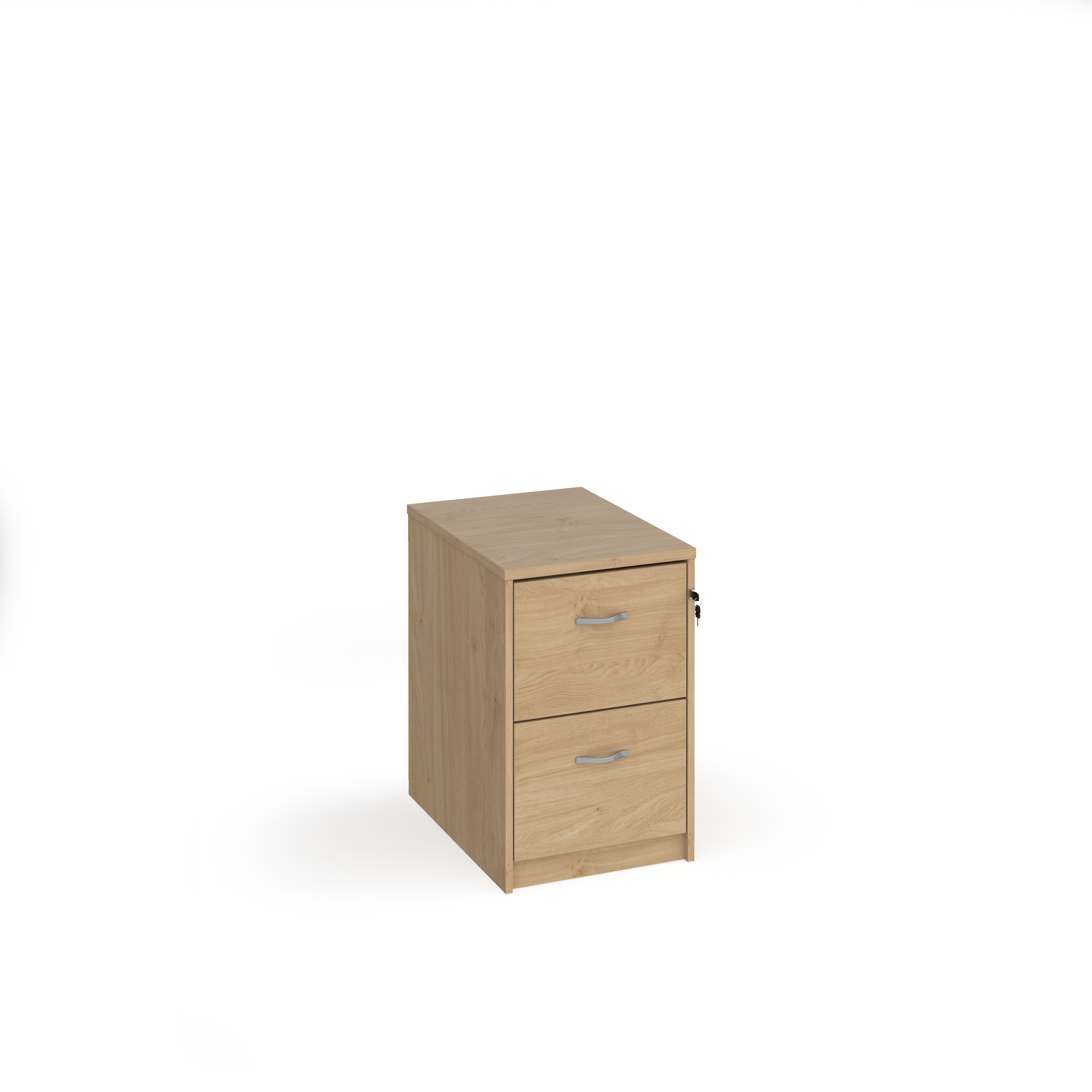 Picture of Wooden 2 drawer filing cabinet with silver handles 730mm high - Kendal Oak