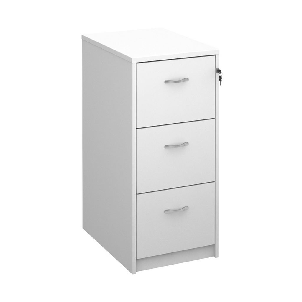 Picture of Wooden 3 drawer filing cabinet with silver handles 1045mm high - white