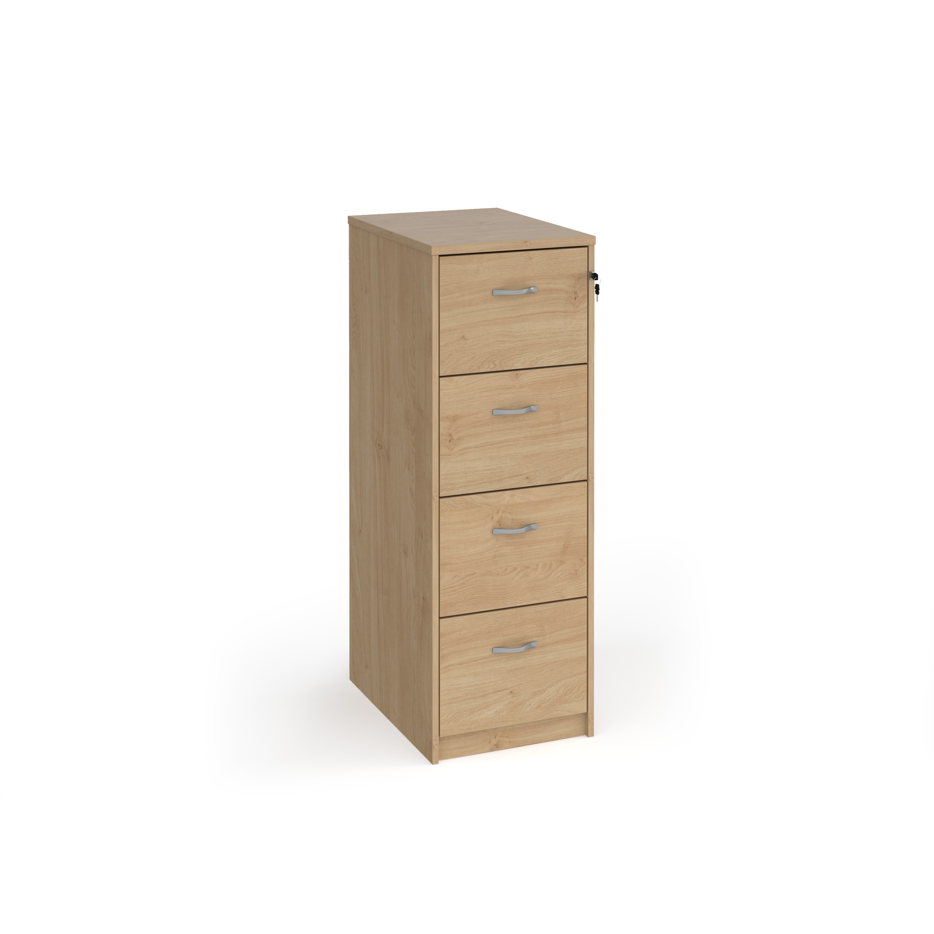 Picture of Wooden 4 drawer filing cabinet with silver handles 1360mm high - Kendal Oak
