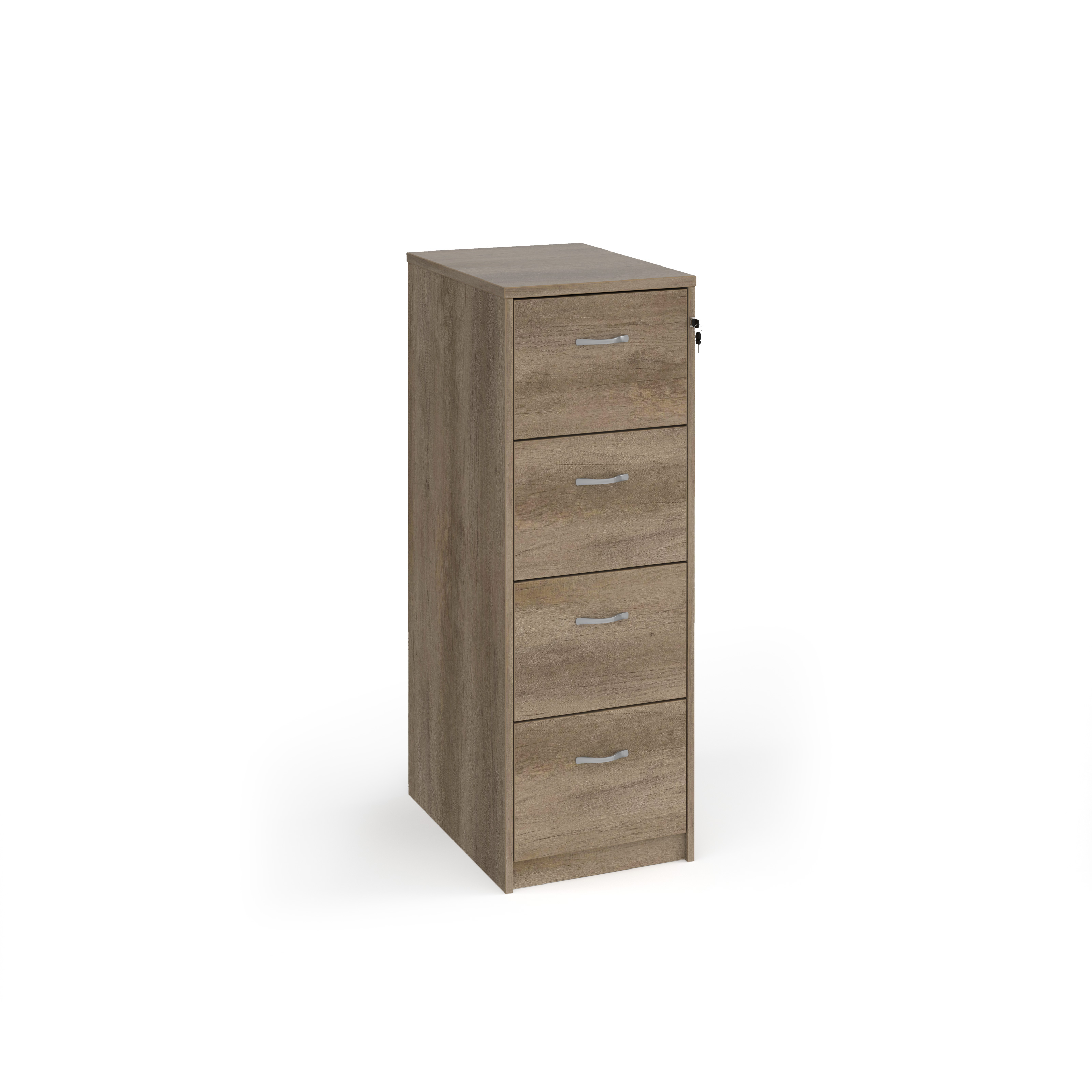 Picture of Wooden 4 drawer filing cabinet with silver handles 1360mm high - Nebraska Oak