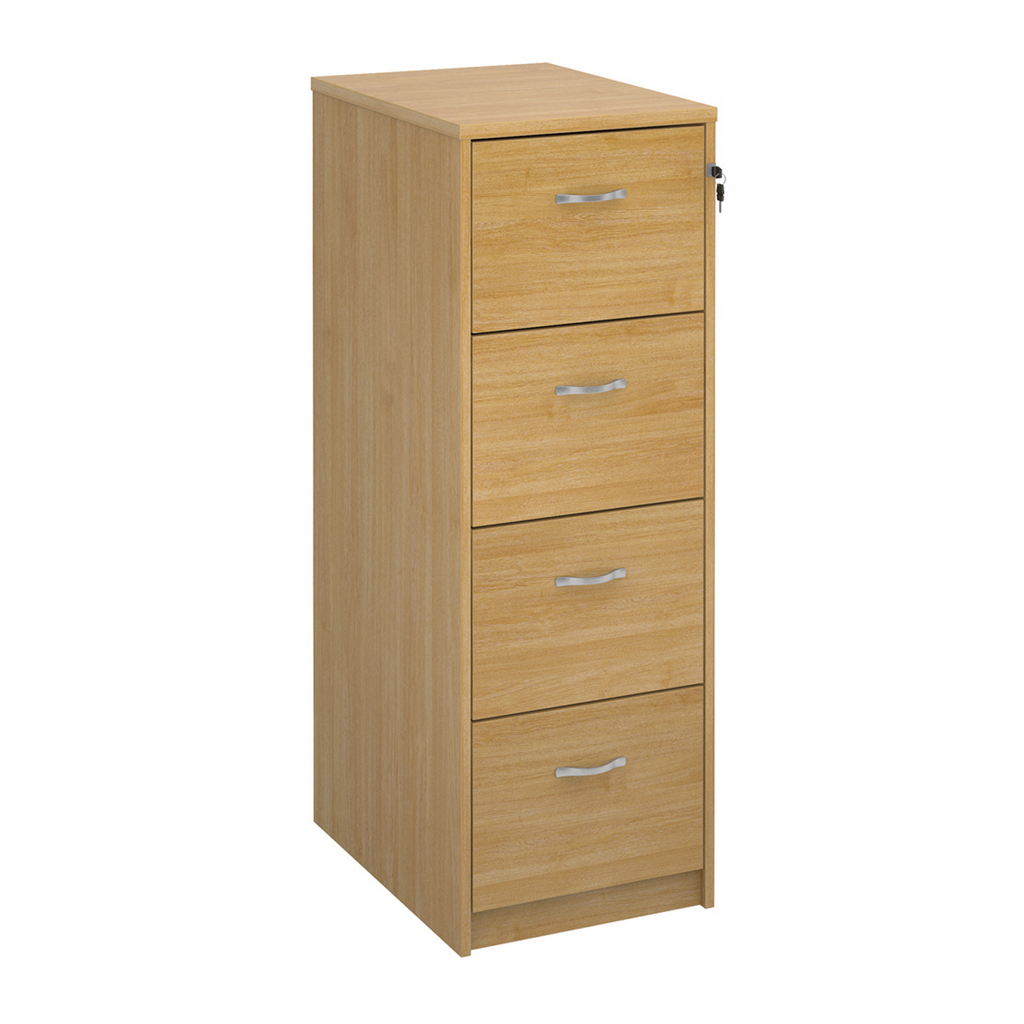 Picture of Wooden 4 drawer filing cabinet with silver handles 1360mm high - oak