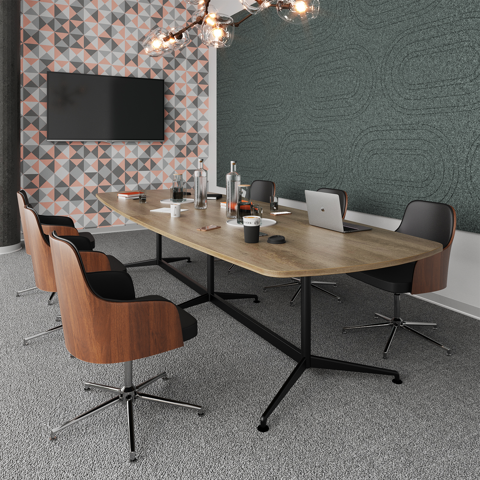 Picture of Loft dining table 1200w x 800d black frame and Oak Top