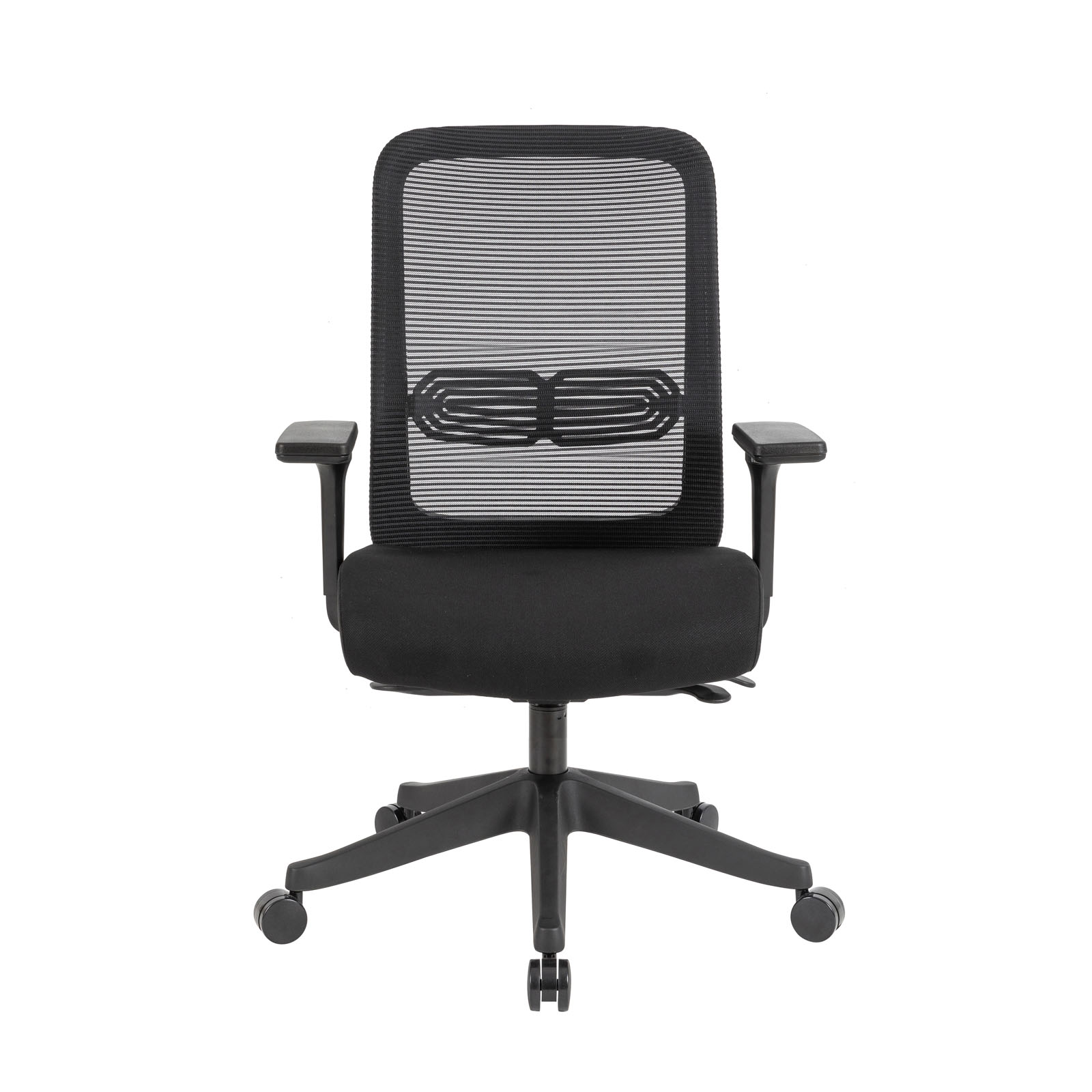 Picture of Lotus mesh back operator chair with adjustable arms, black frame & fabric seat