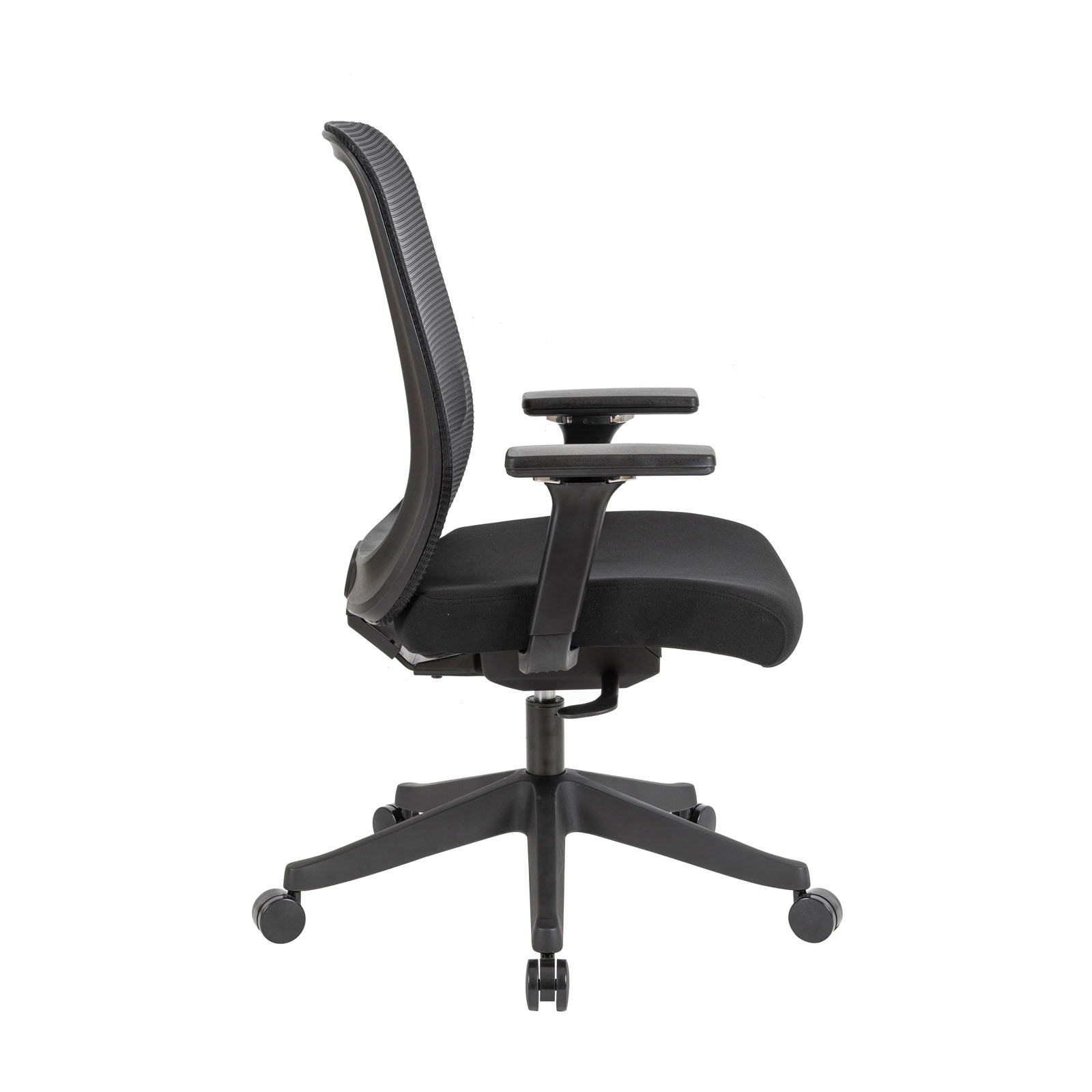 Picture of Lotus mesh back operator chair with adjustable arms, black frame & fabric seat