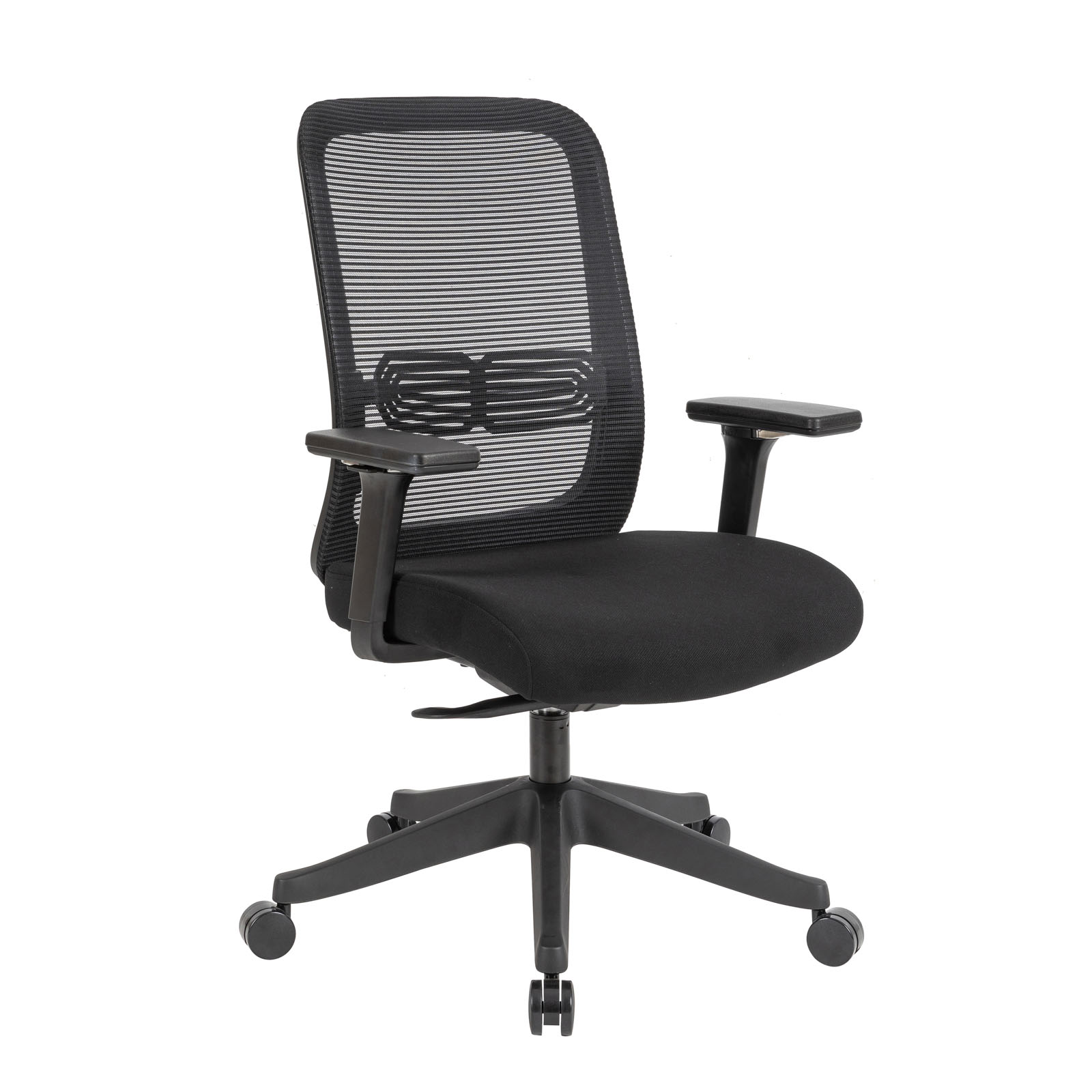 Picture of Lotus mesh back operator chair with adjustable arms, black frame & fabric seat