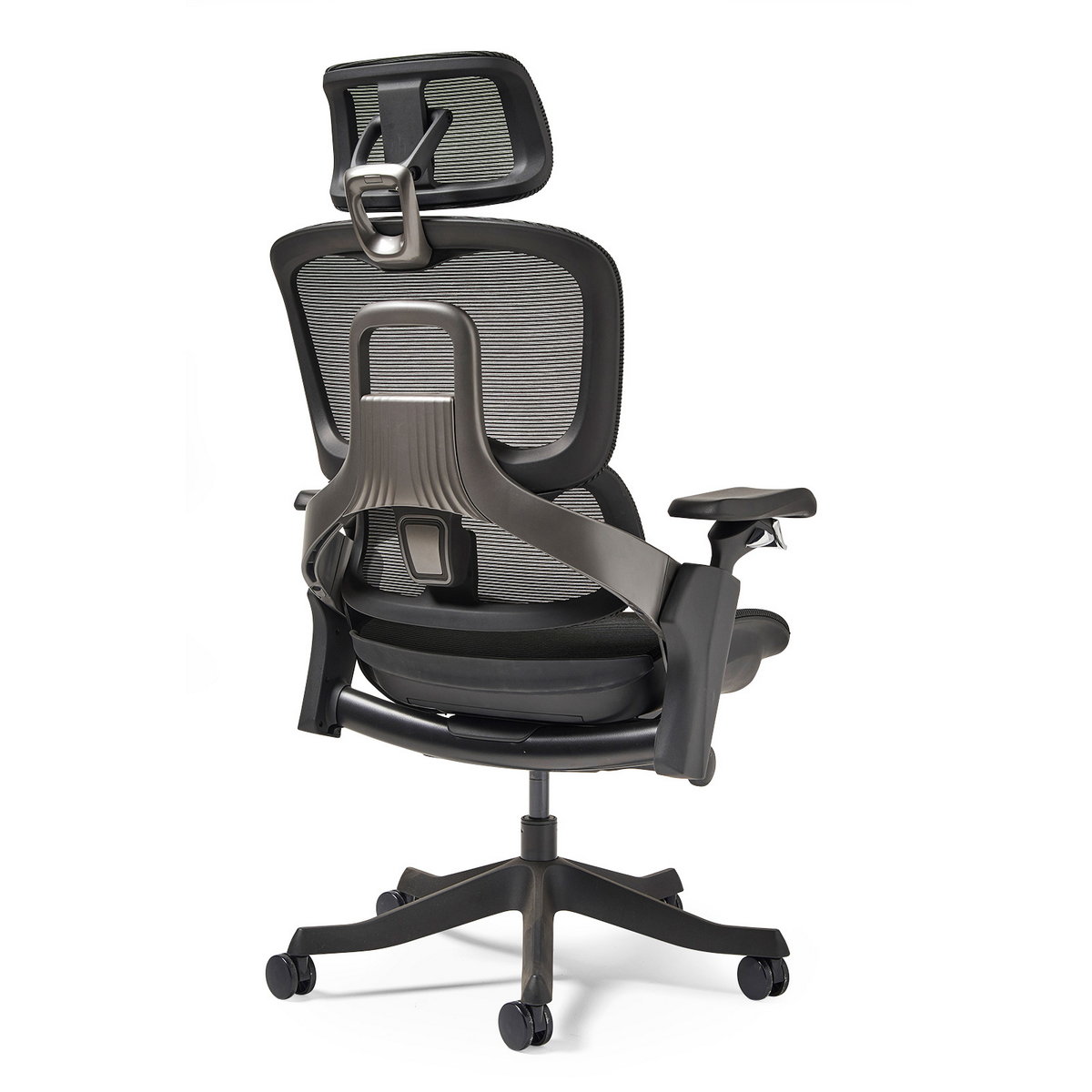 Picture of Lyra is a fully ergonomic task chair with adjustable arms and intergated head rest in black