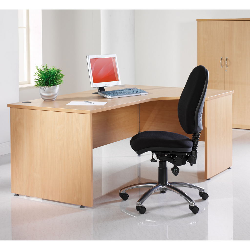 Picture of Maestro 25 straight desk 1600mm x 800mm with two x 3 drawer pedestals - white top with panel end leg