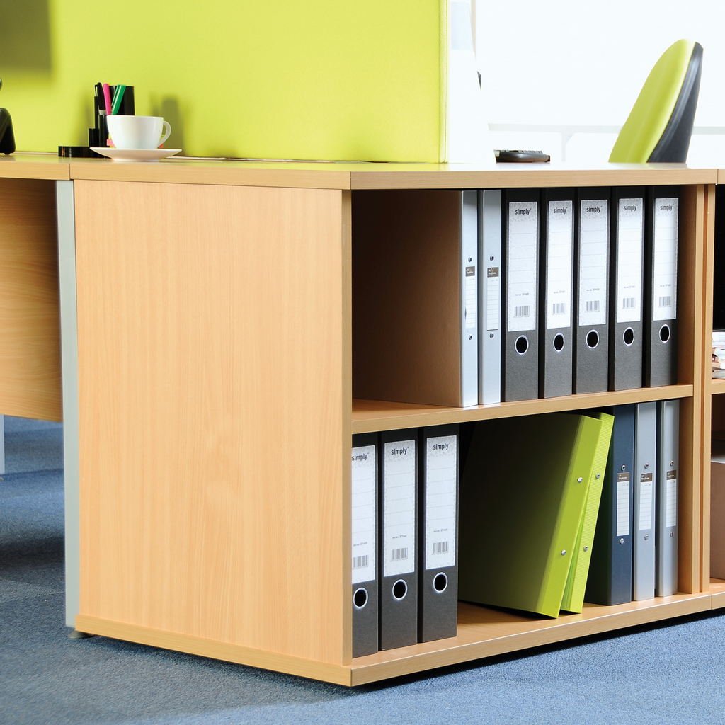 Picture of Deluxe desk high bookcase 600mm deep - grey oak
