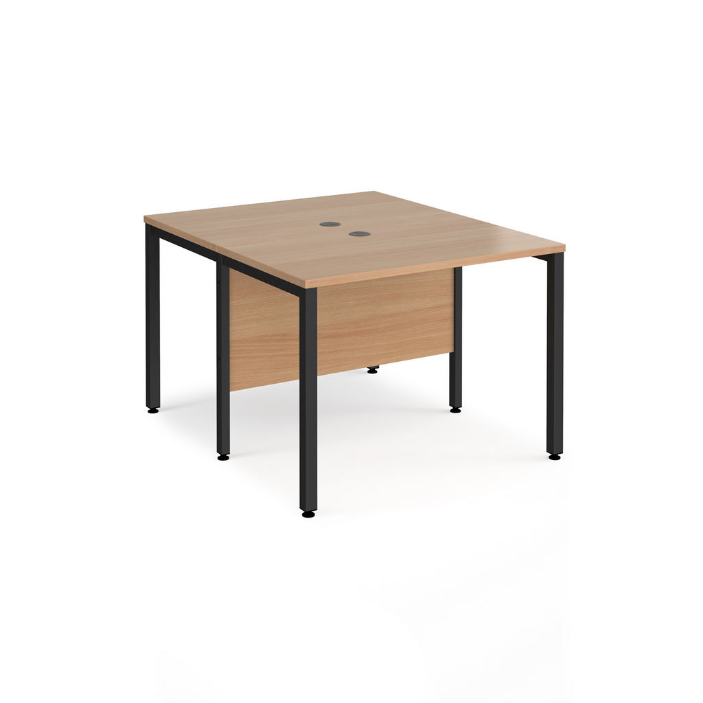 Picture of Maestro 25 back to back straight desks 1000mm x 1200mm - black bench leg frame, beech top