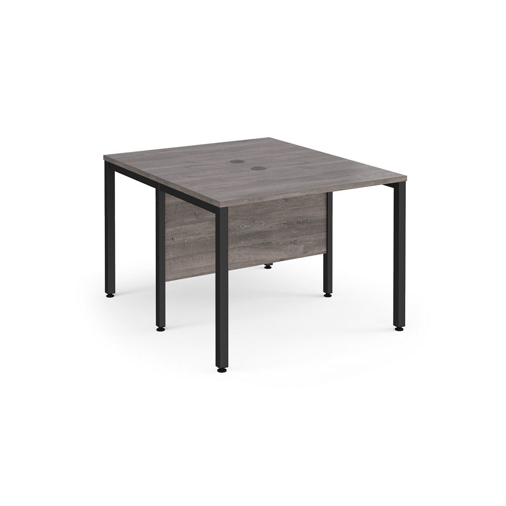 Picture of Maestro 25 back to back straight desks 1000mm x 1200mm - black bench leg frame, grey oak top