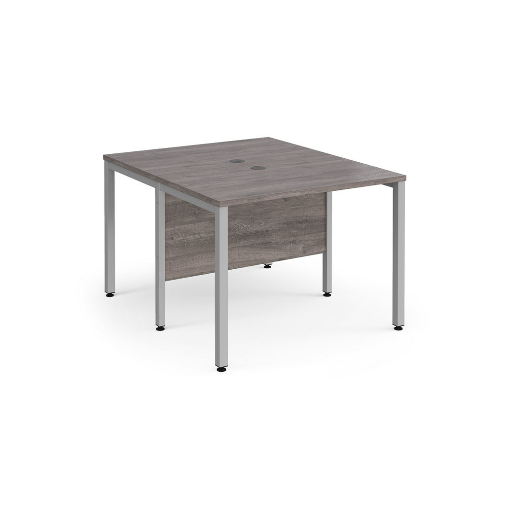 Picture of Maestro 25 back to back straight desks 1000mm x 1200mm - silver bench leg frame, grey oak top