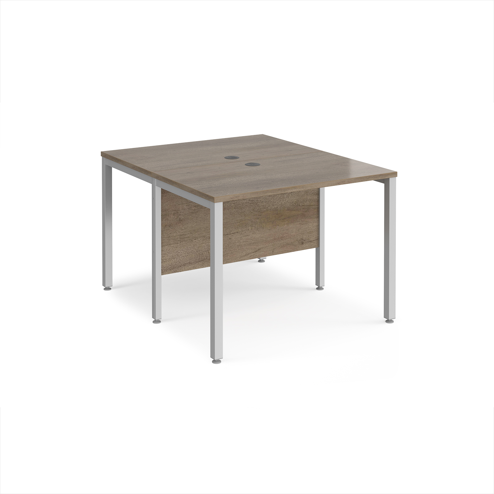 Picture of Maestro 25 back to back straight desks 1000mm x 1200mm - silver bench leg frame, Nebraska Oak Top