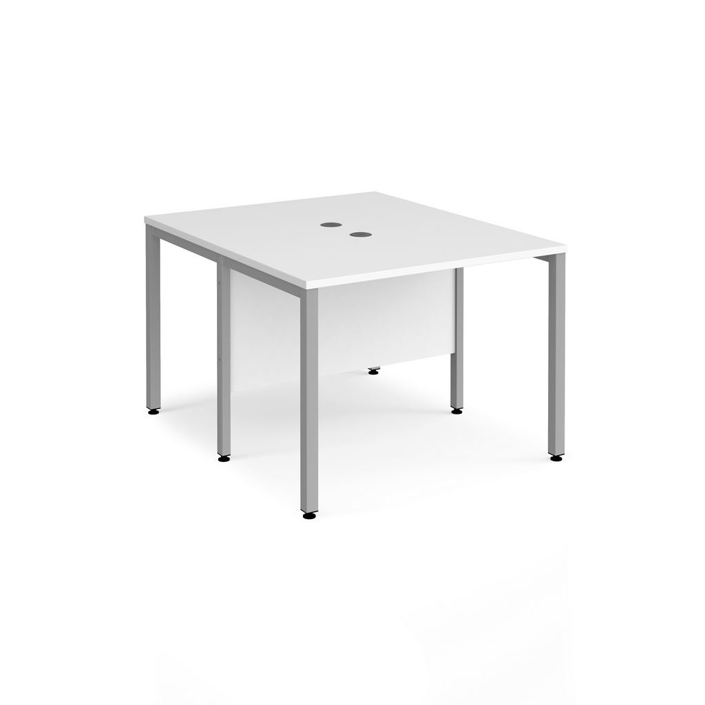 Picture of Maestro 25 back to back straight desks 1000mm x 1200mm - silver bench leg frame, white top