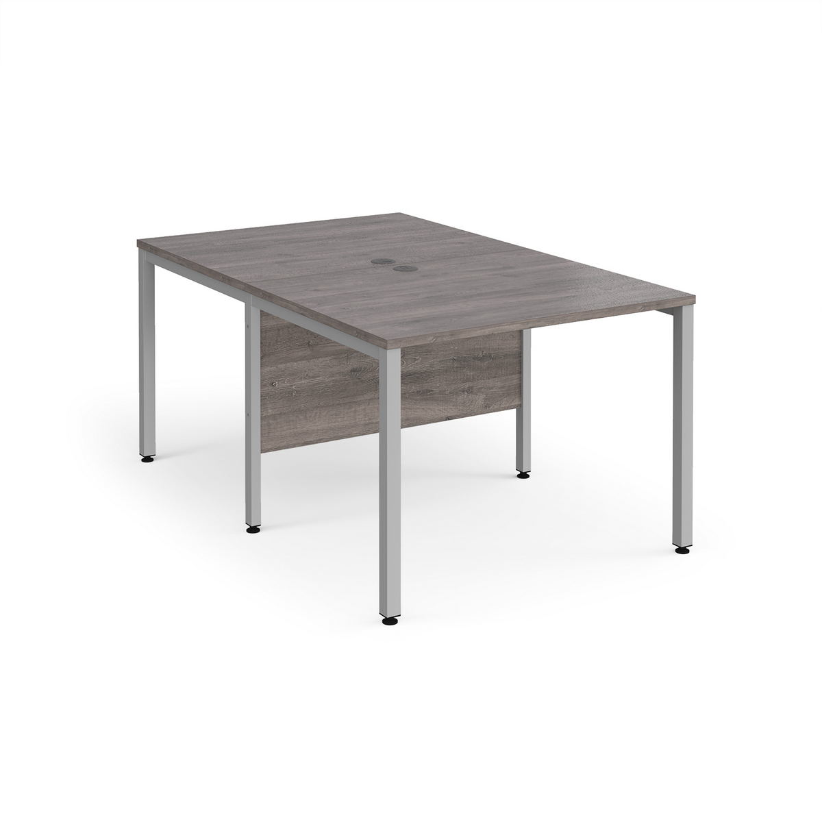 Picture of Maestro 25 back to back straight desks 1000mm x 1600mm - silver bench leg frame, grey oak top