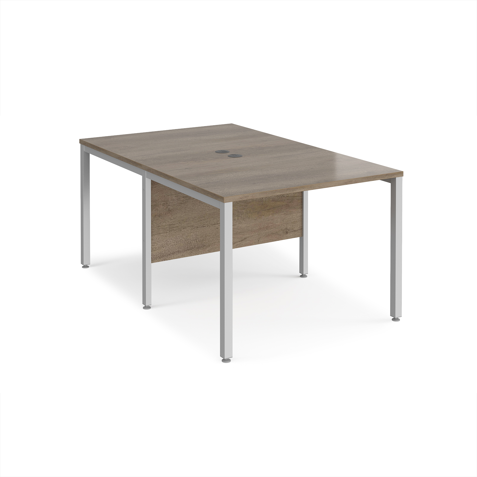 Picture of Maestro 25 back to back straight desks 1000mm x 1600mm - silver bench leg frame, Nebraska Oak Top
