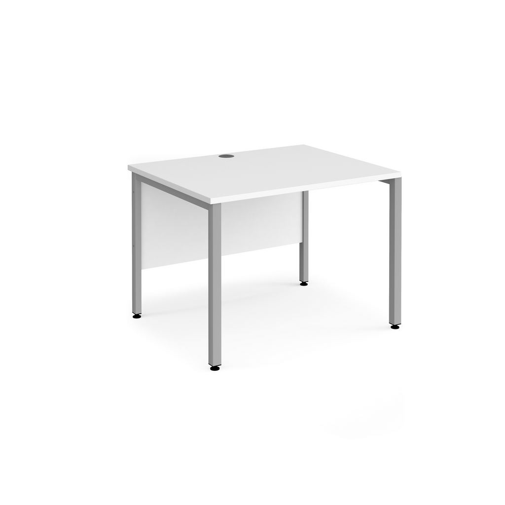 Picture of Maestro 25 straight desk 1000mm x 800mm - silver bench leg frame, white top