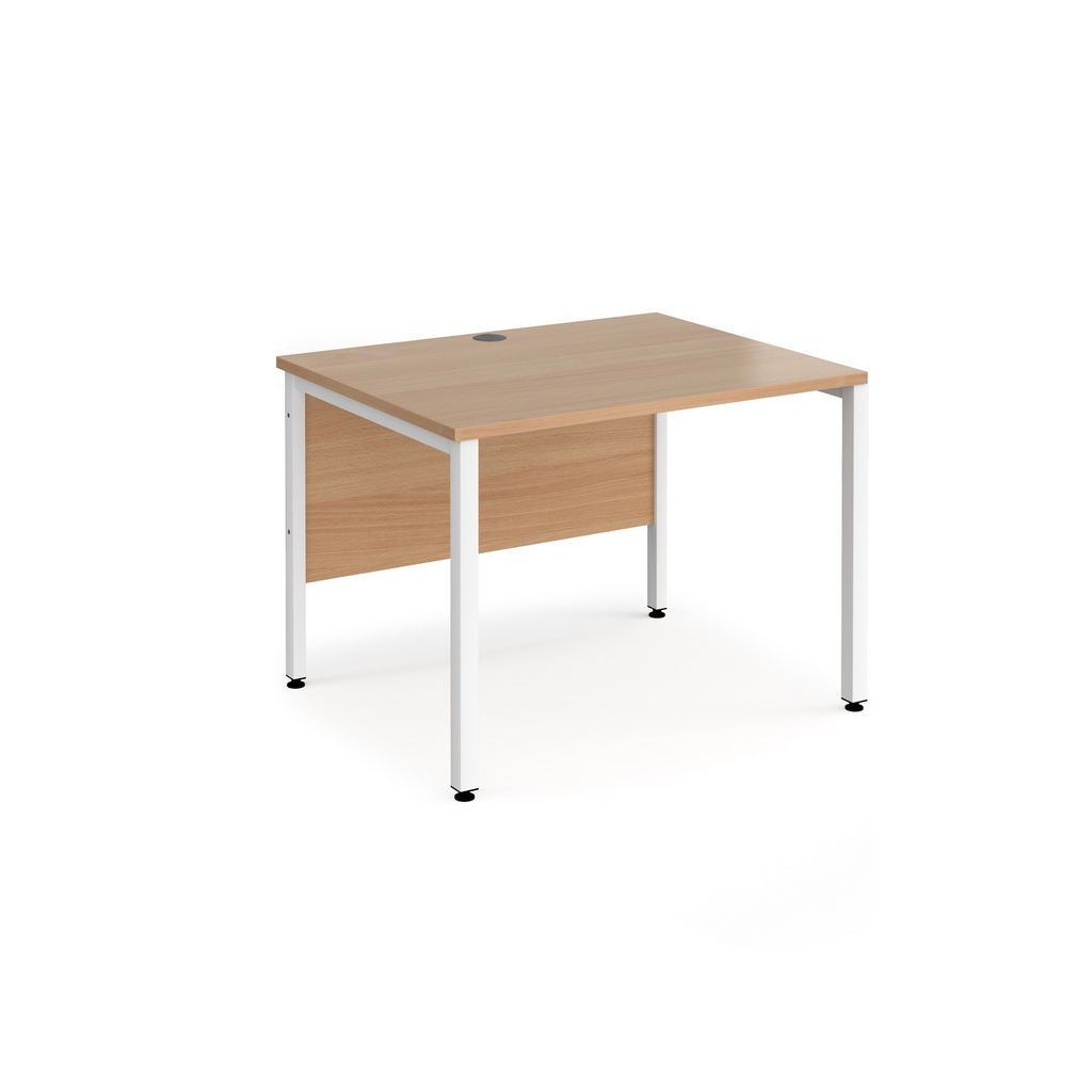 Picture of Maestro 25 straight desk 1000mm x 800mm - white bench leg frame, beech top