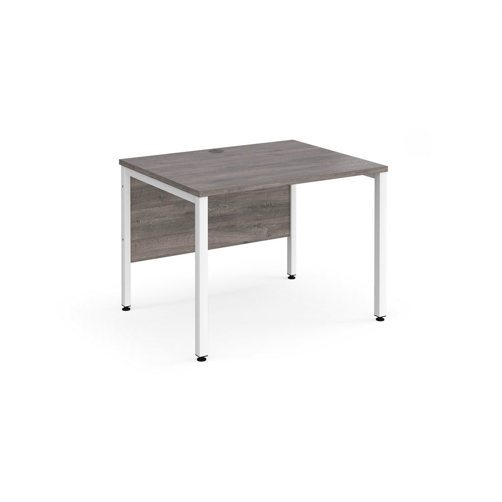 Picture of Maestro 25 straight desk 1000mm x 800mm - white bench leg frame, grey oak top